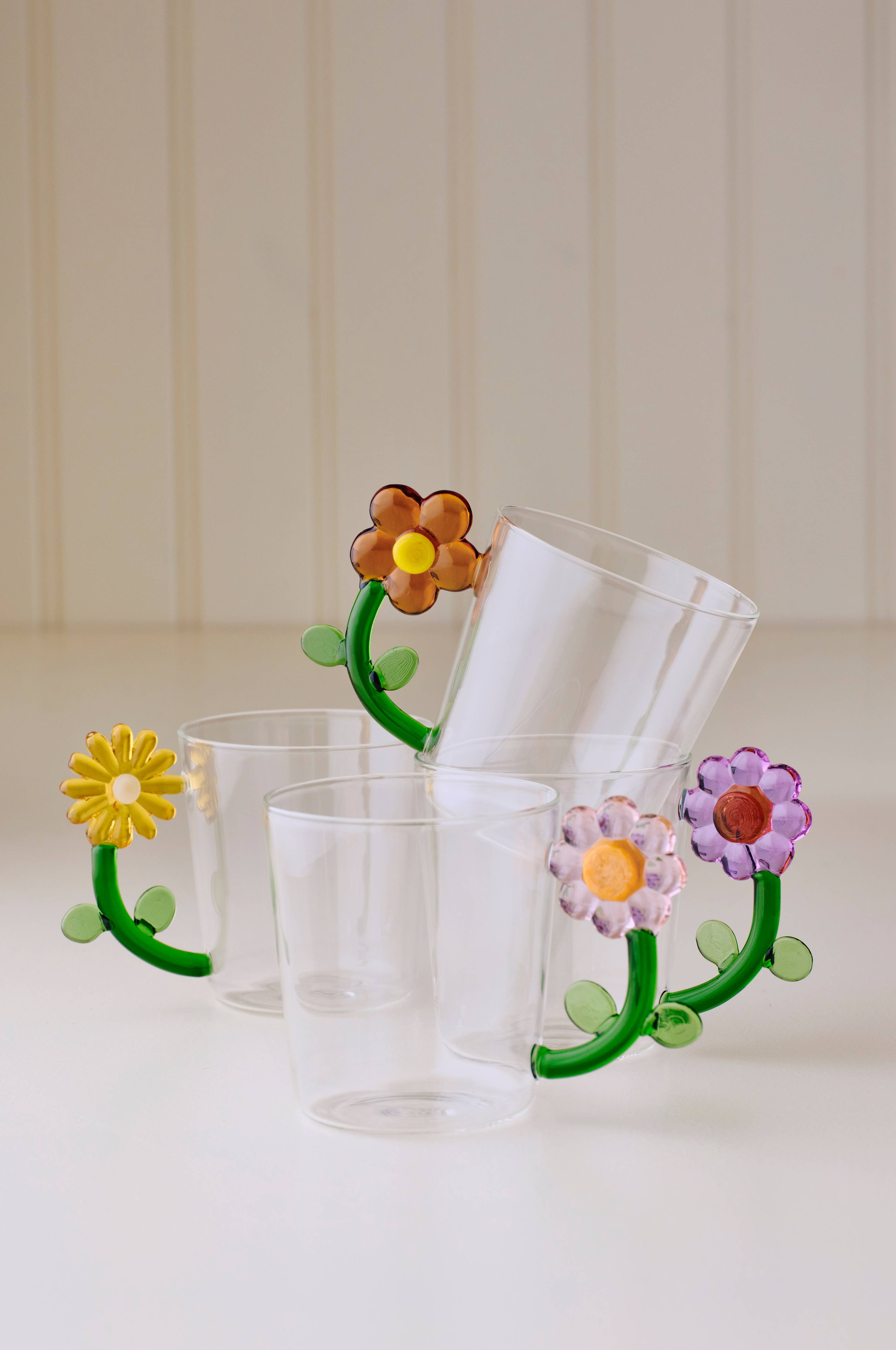Krus av glass Daisy 4-pakning