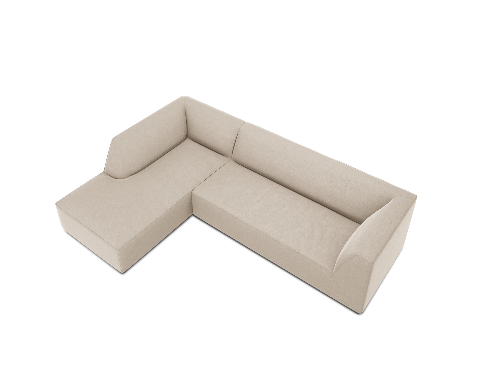Velvet Modular Left Corner Sofa, "Ruby", 4 Seats, 273x180x69