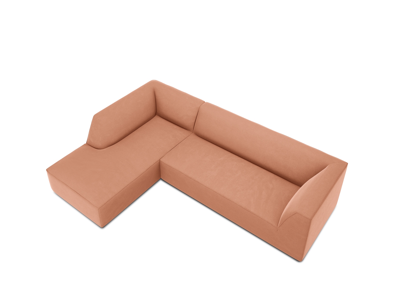 Velvet Modular Left Corner Sofa, "Ruby", 4 Seats, 273x180x69