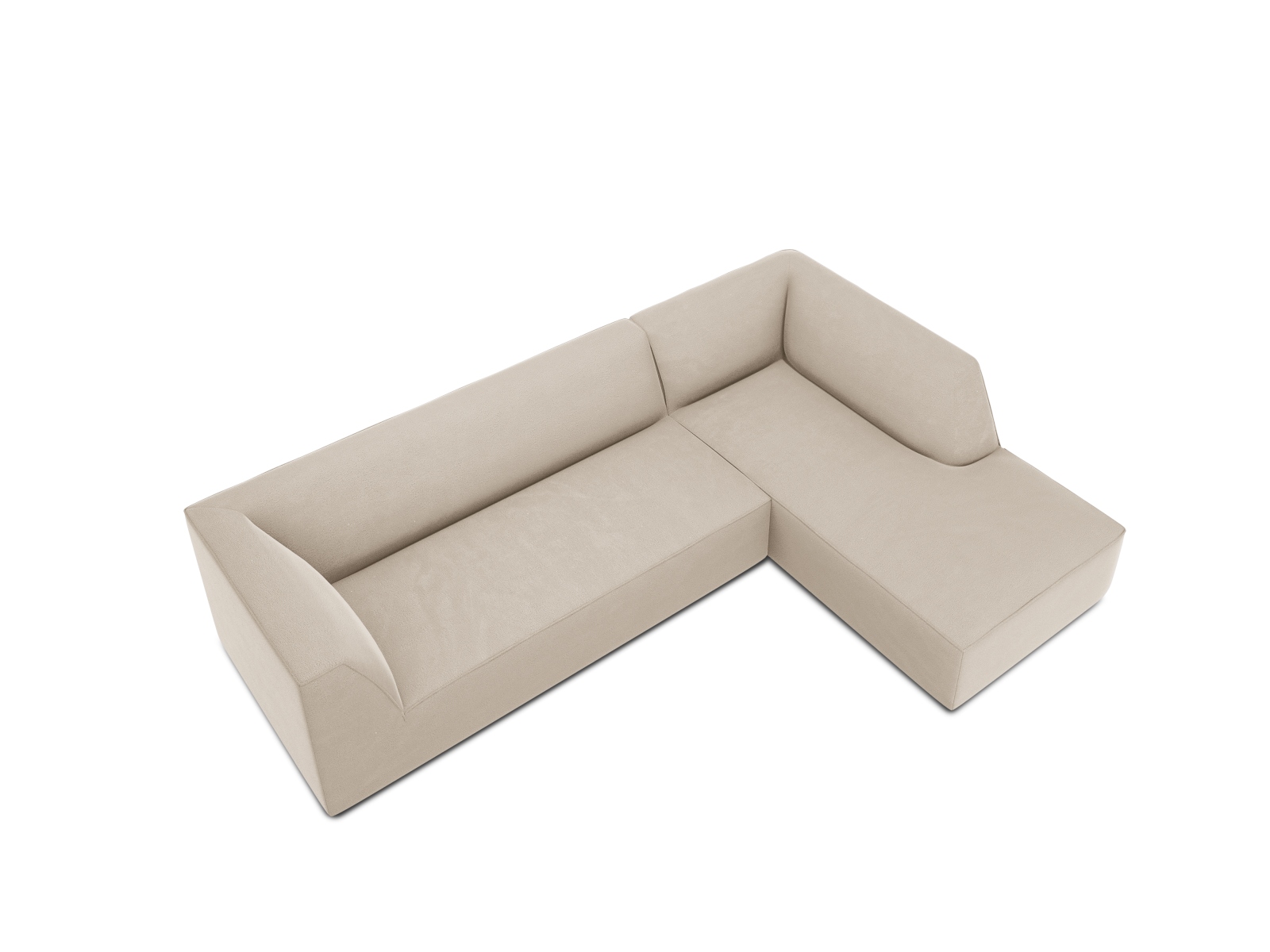 Velvet Modular Right Corner Sofa, "Ruby", 4 Seats, 273x180x69