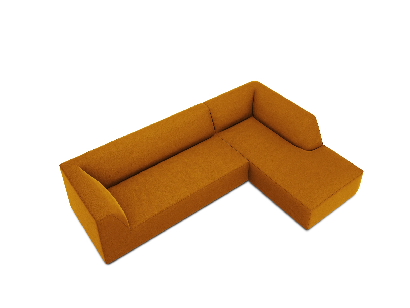 Velvet Modular Right Corner Sofa, "Ruby", 4 Seats, 273x180x69