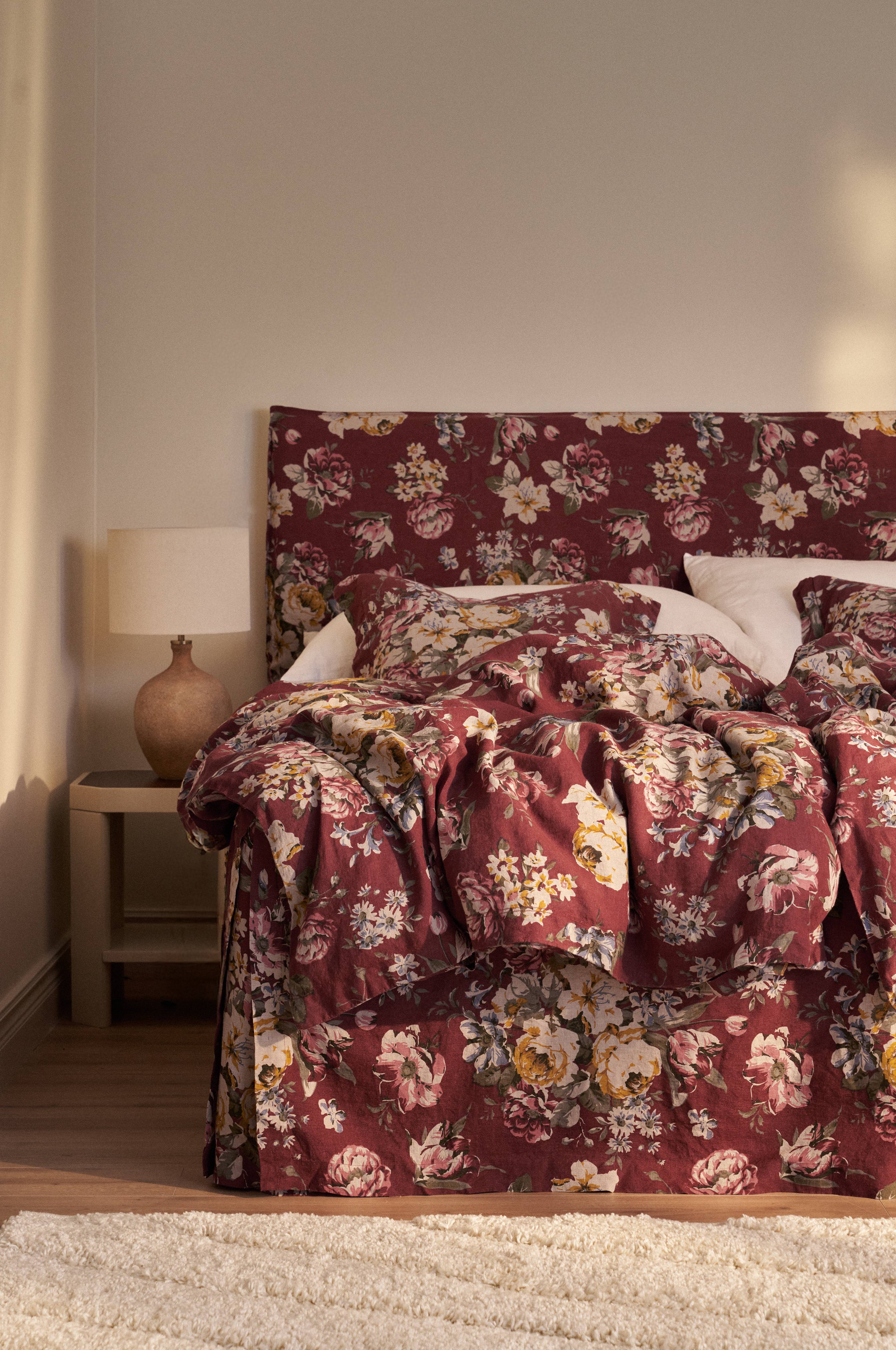Sengekappe Candice Rose i vasket lin 52 cm