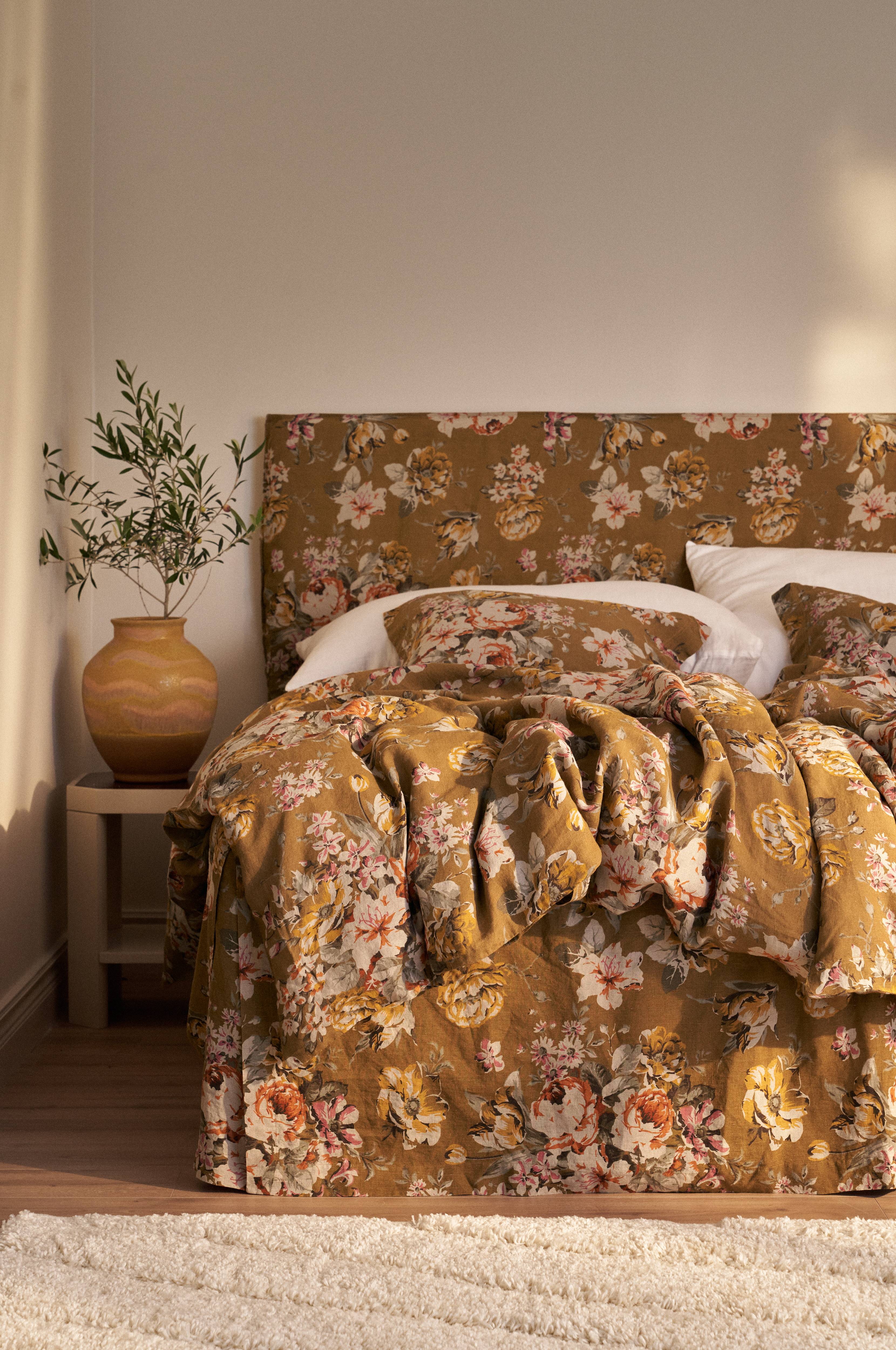 Sengekappe Candice Rose i vasket lin 52 cm