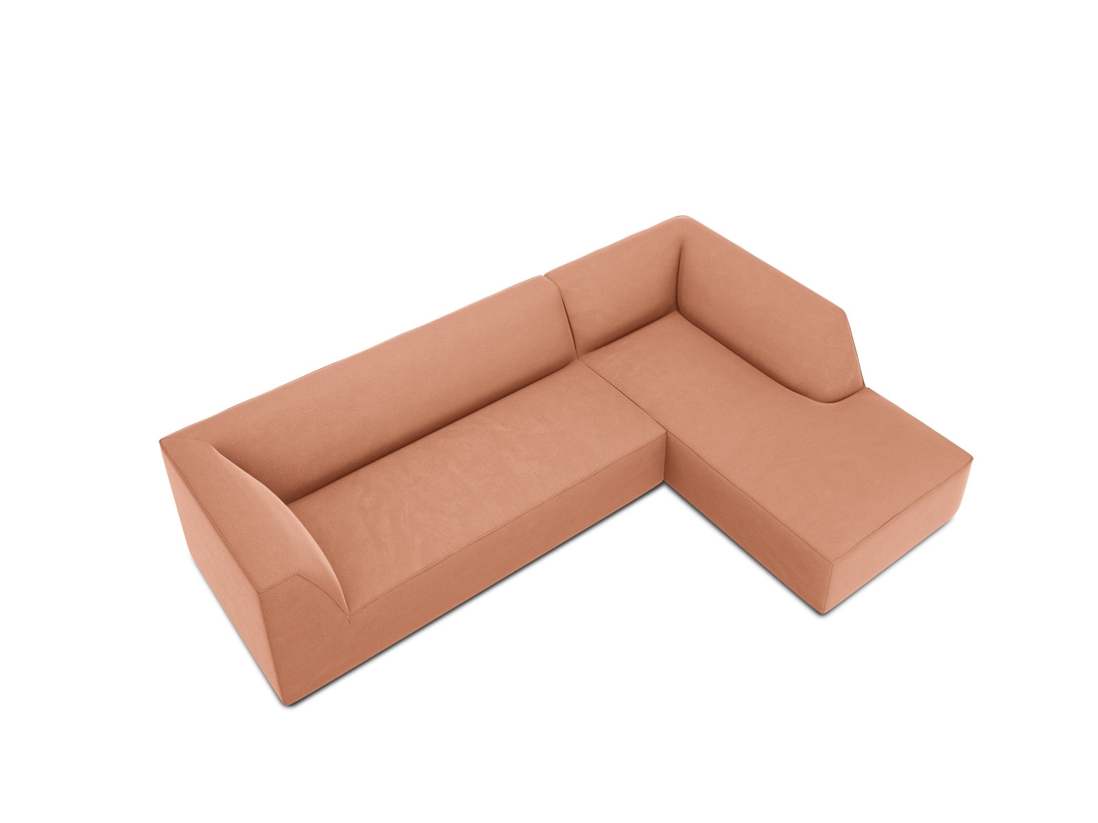 Velvet Modular Right Corner Sofa, "Ruby", 4 Seats, 273x180x69