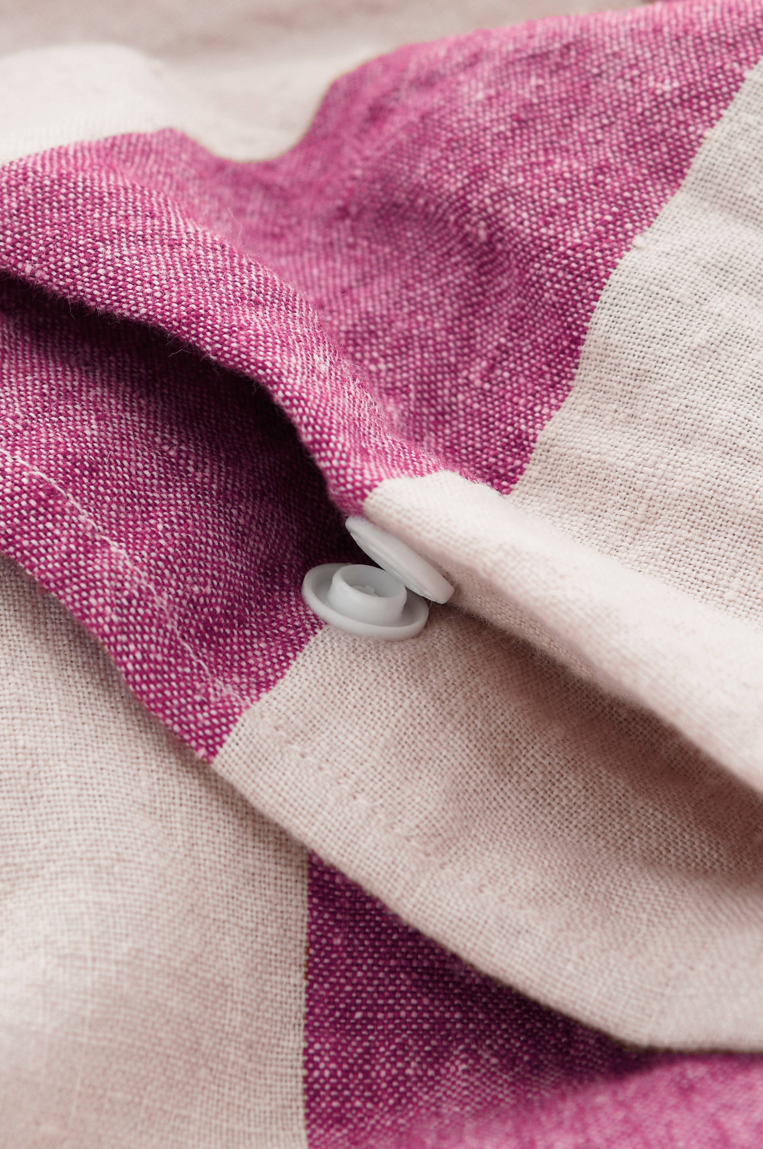 Sengesett Candice Block Stripe i vasket lin, 2 deler
