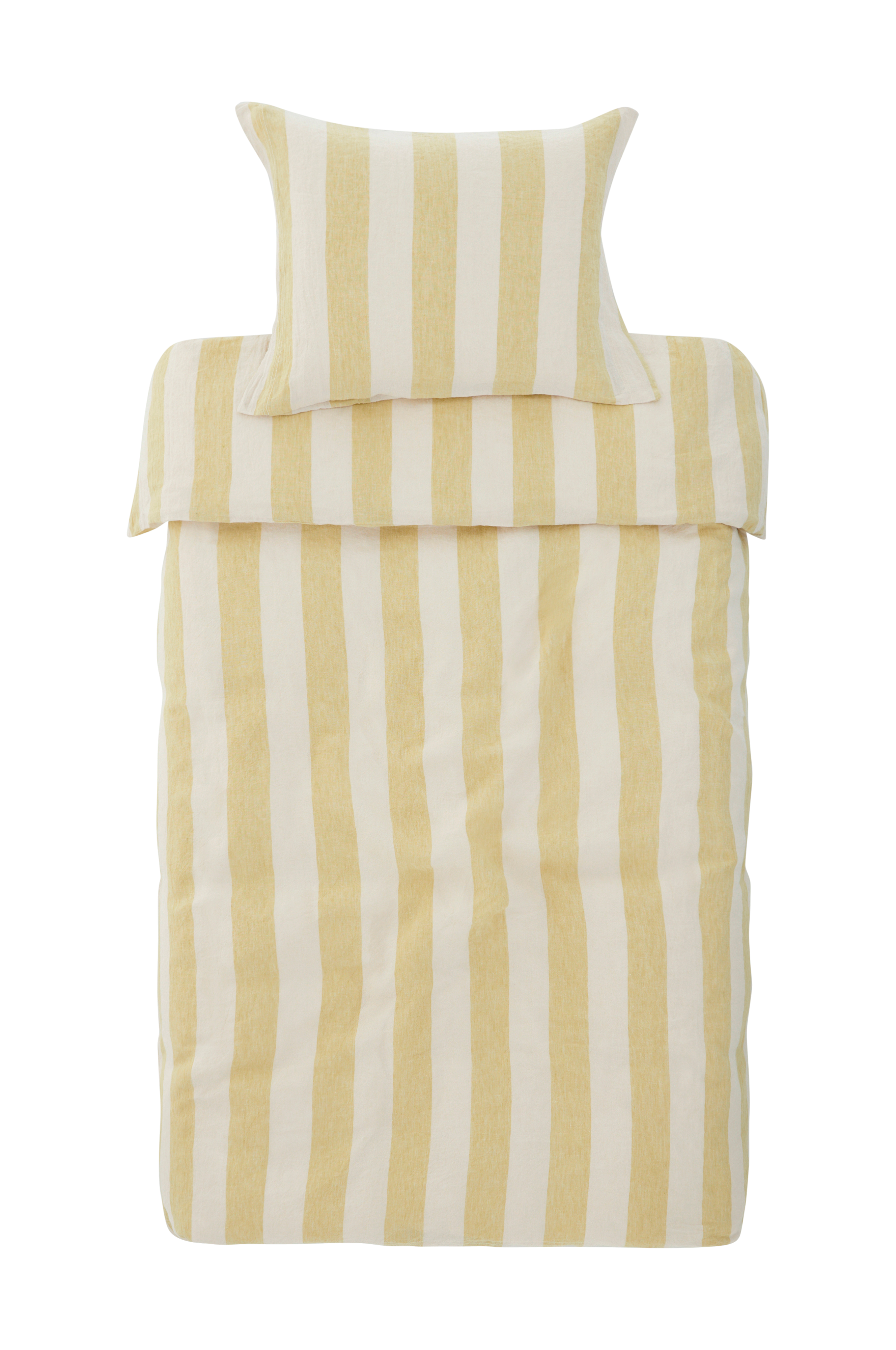 Sengesett Candice Block Stripe i vasket lin, 2 deler