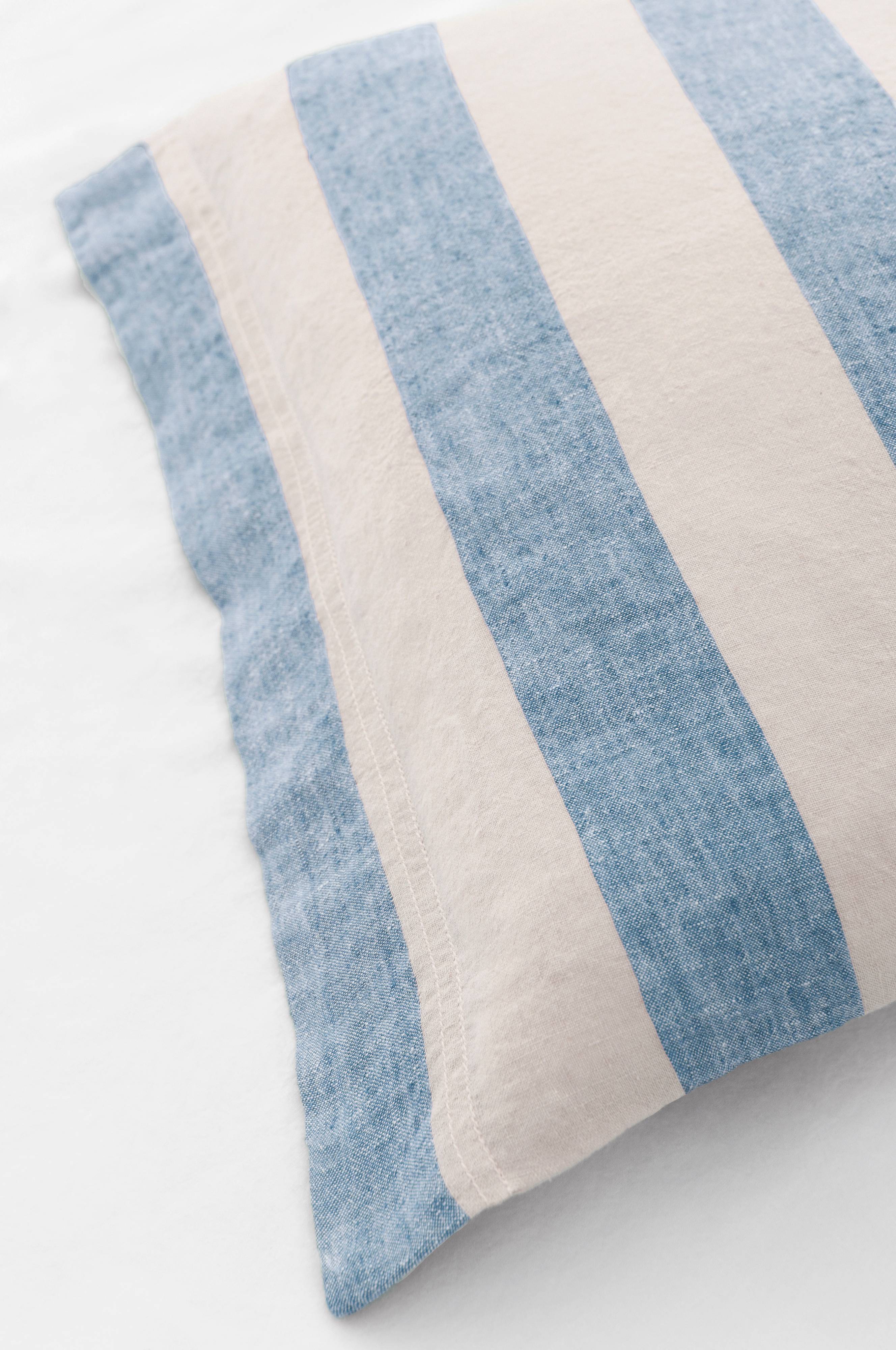 Sengesett Candice Block Stripe i vasket lin, 2 deler