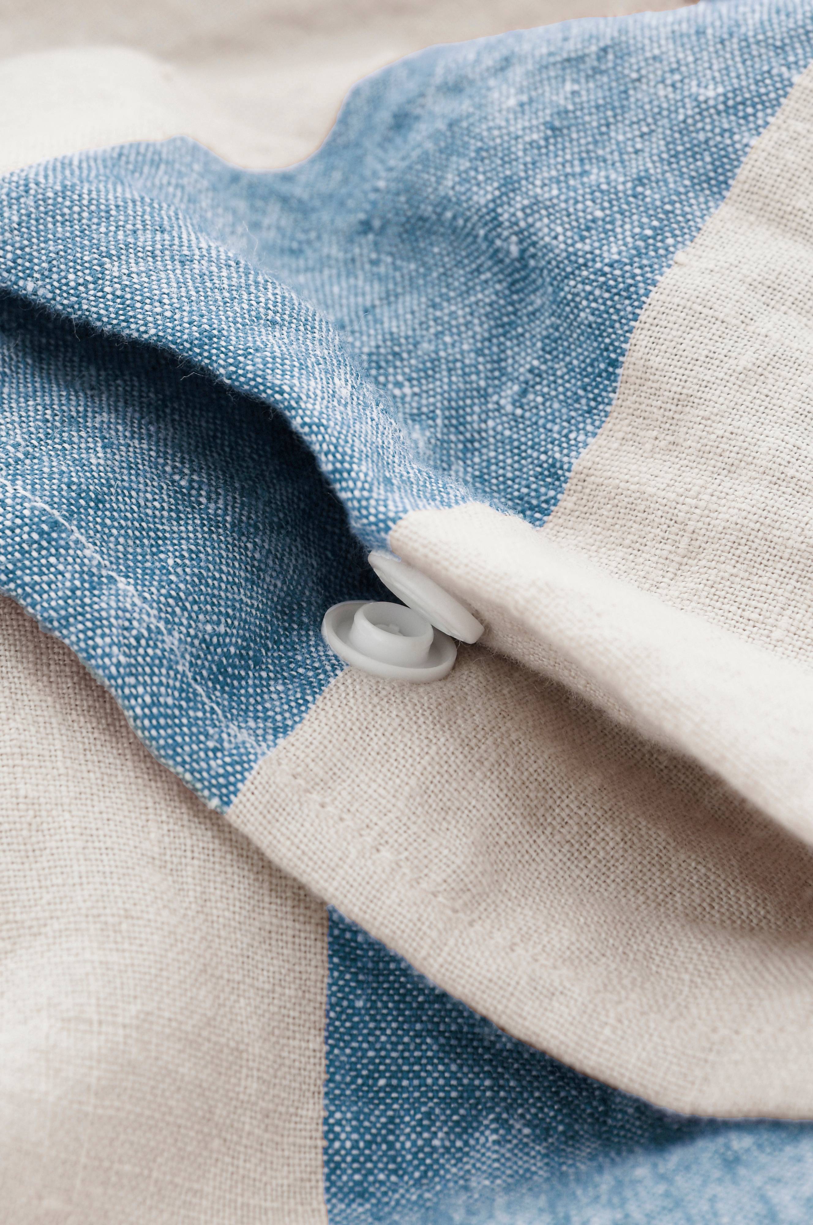 Sengesett Candice Block Stripe i vasket lin, 2 deler