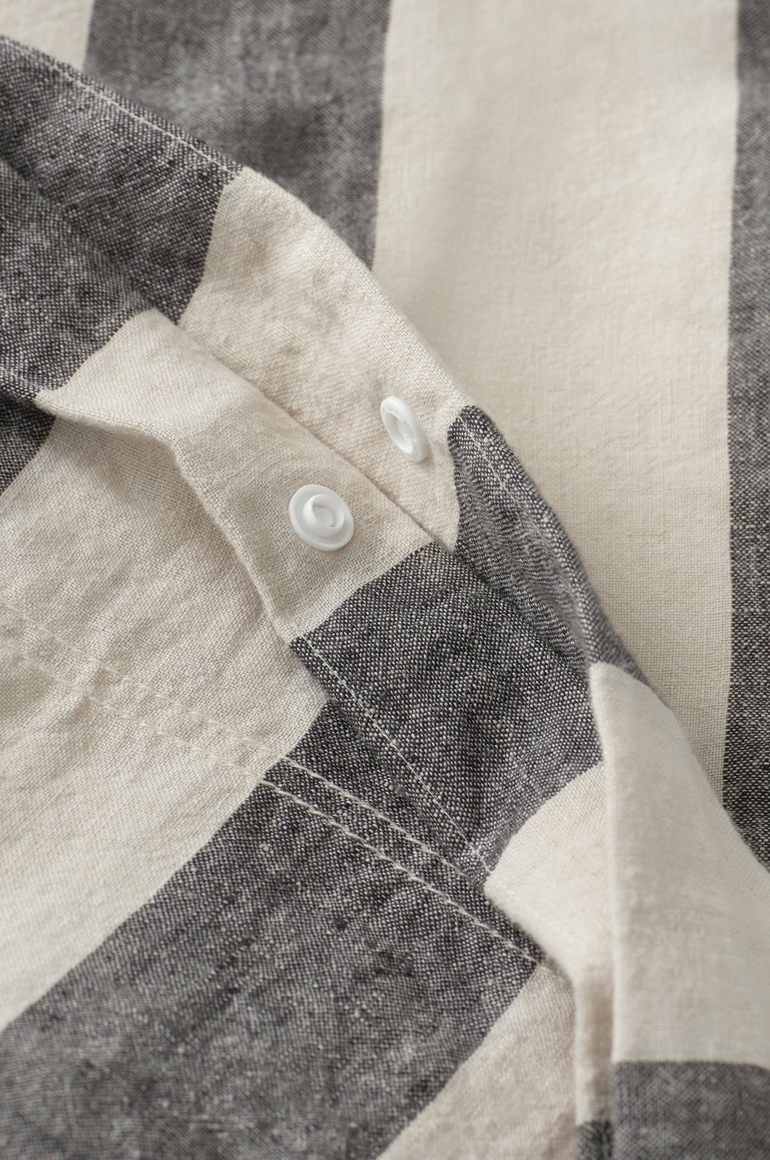 Sengesett Candice Block Stripe i vasket lin, 2 deler