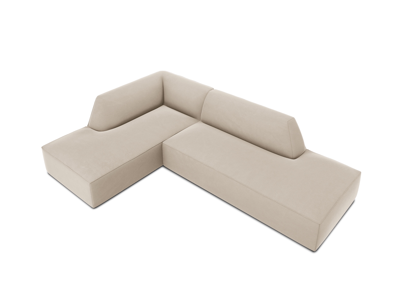 Velvet Modular Left Corner Sofa, "Ruby", 4 Seats, 273x180x69