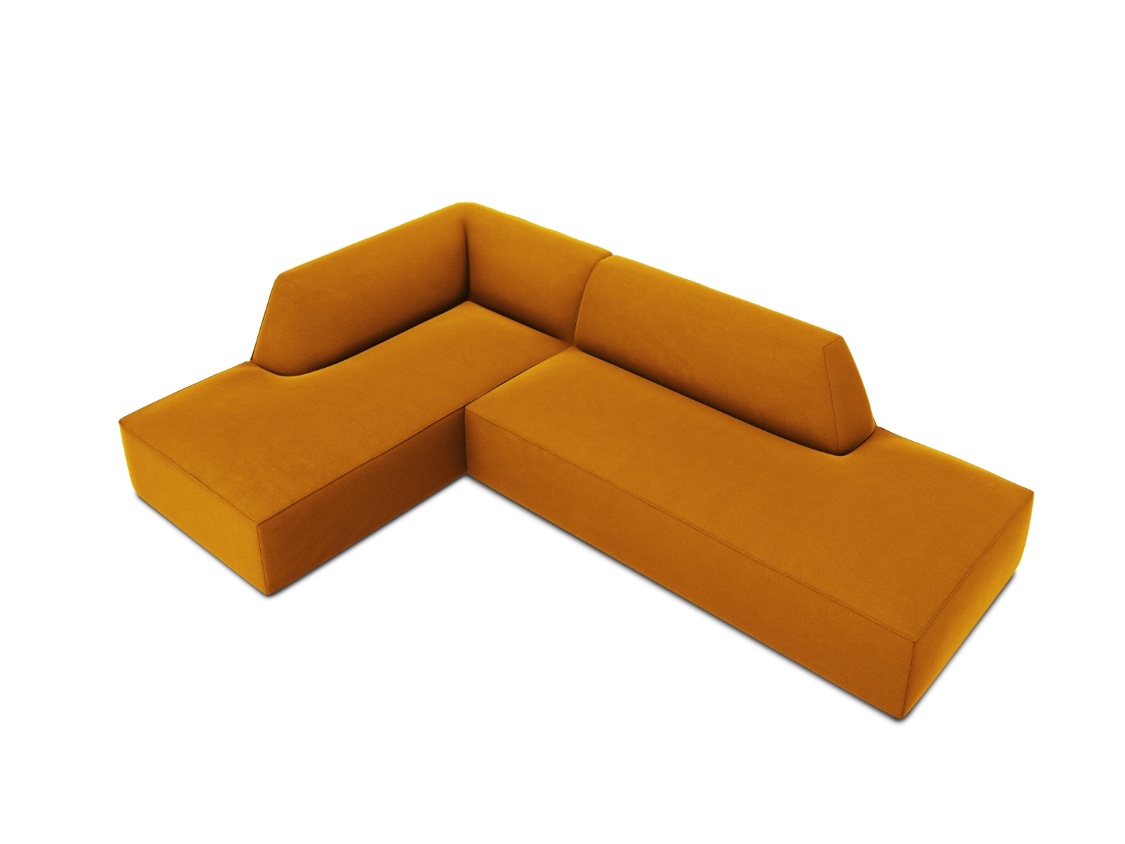 Velvet Modular Left Corner Sofa, "Ruby", 4 Seats, 273x180x69