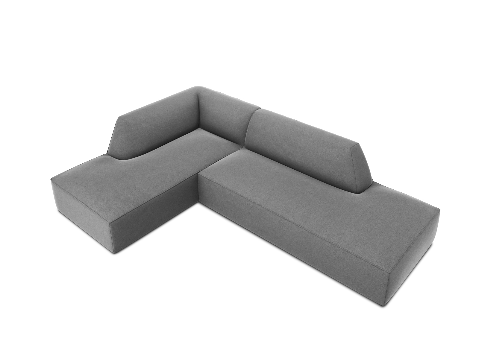 Velvet Modular Left Corner Sofa, "Ruby", 4 Seats, 273x180x69