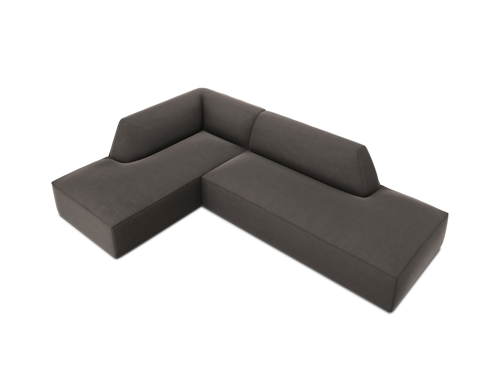 Velvet Modular Left Corner Sofa, "Ruby", 4 Seats, 273x180x69