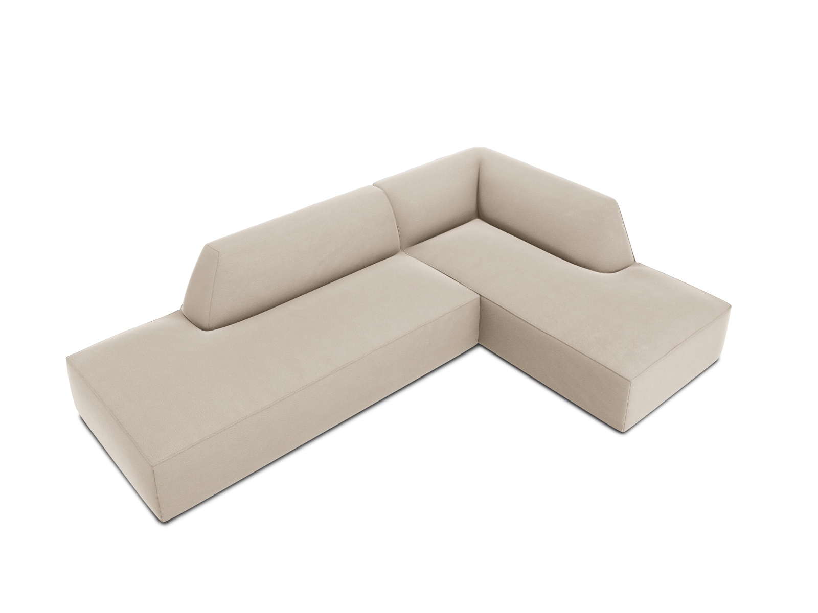 Velvet Modular Right Corner Sofa, "Ruby", 4 Seats, 273x180x69