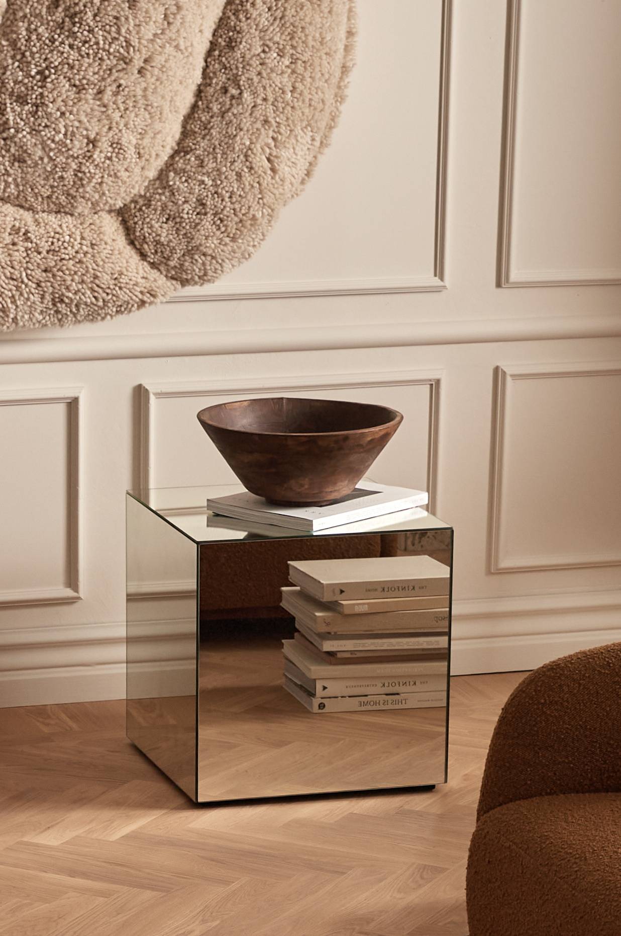 Sidebord Kub med speilglass