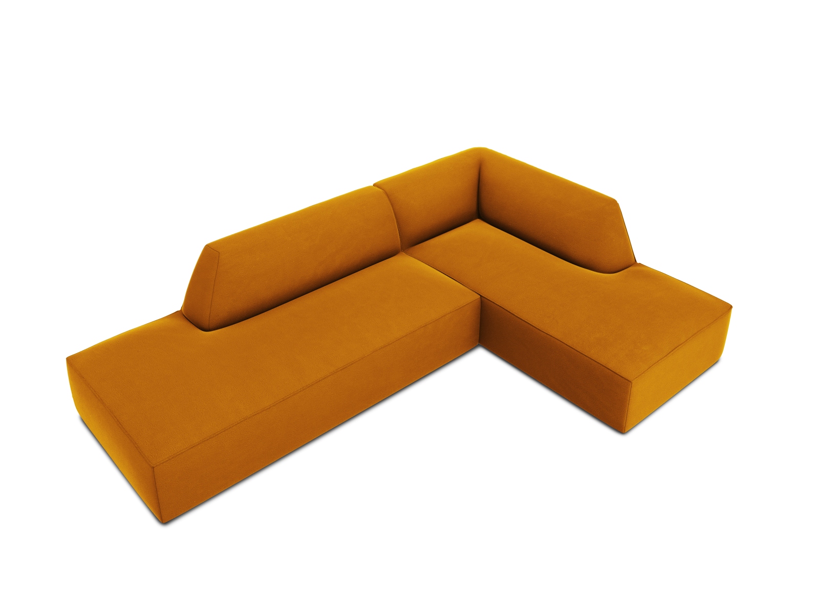 Velvet Modular Right Corner Sofa, "Ruby", 4 Seats, 273x180x69