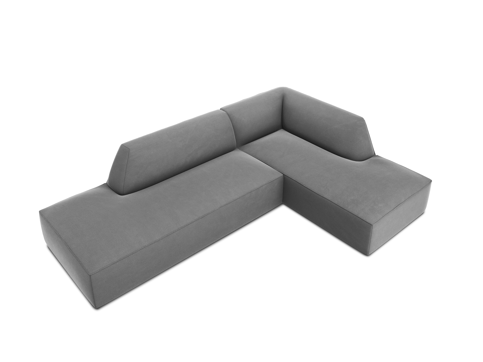 Velvet Modular Right Corner Sofa, "Ruby", 4 Seats, 273x180x69