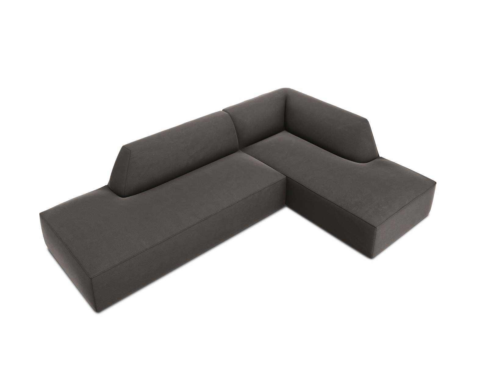 Velvet Modular Right Corner Sofa, "Ruby", 4 Seats, 273x180x69