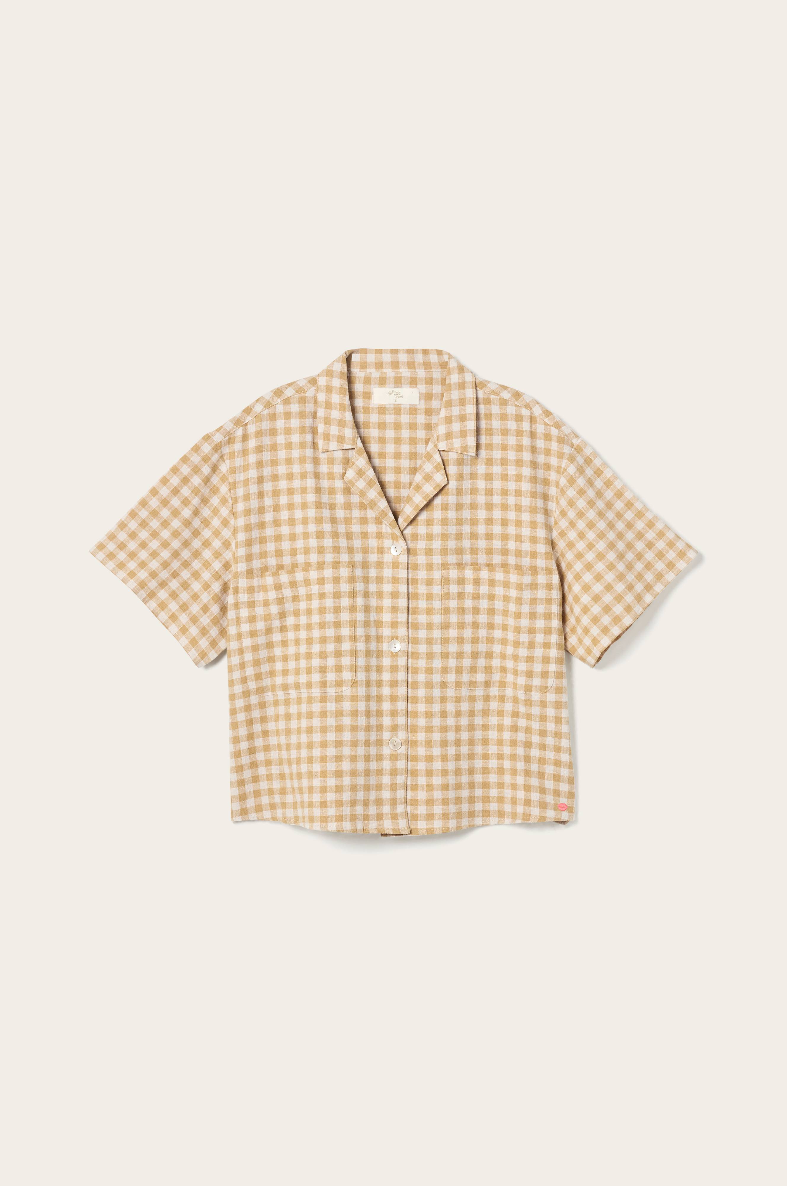 Skjorte Elly Check Camp Collar i resirkulert halvlinne