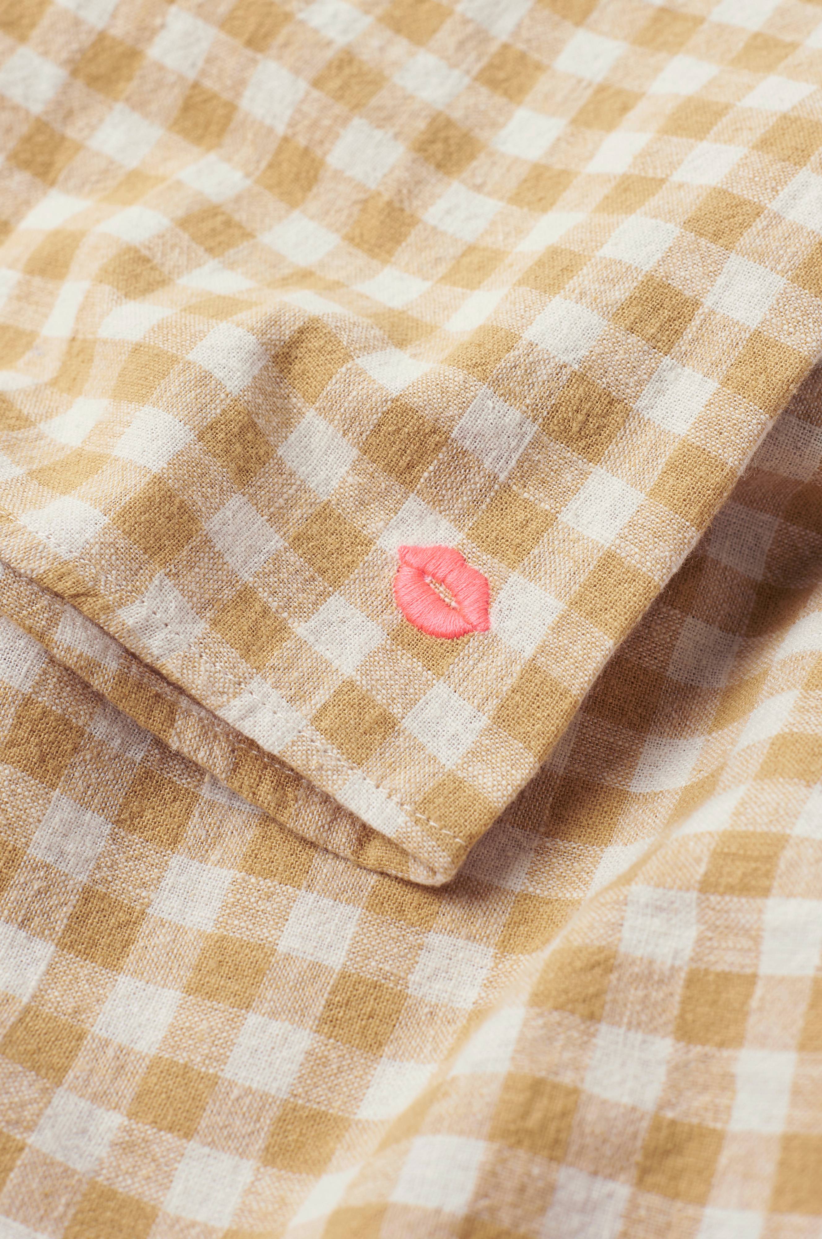 Skjorte Elly Check Camp Collar i resirkulert halvlinne