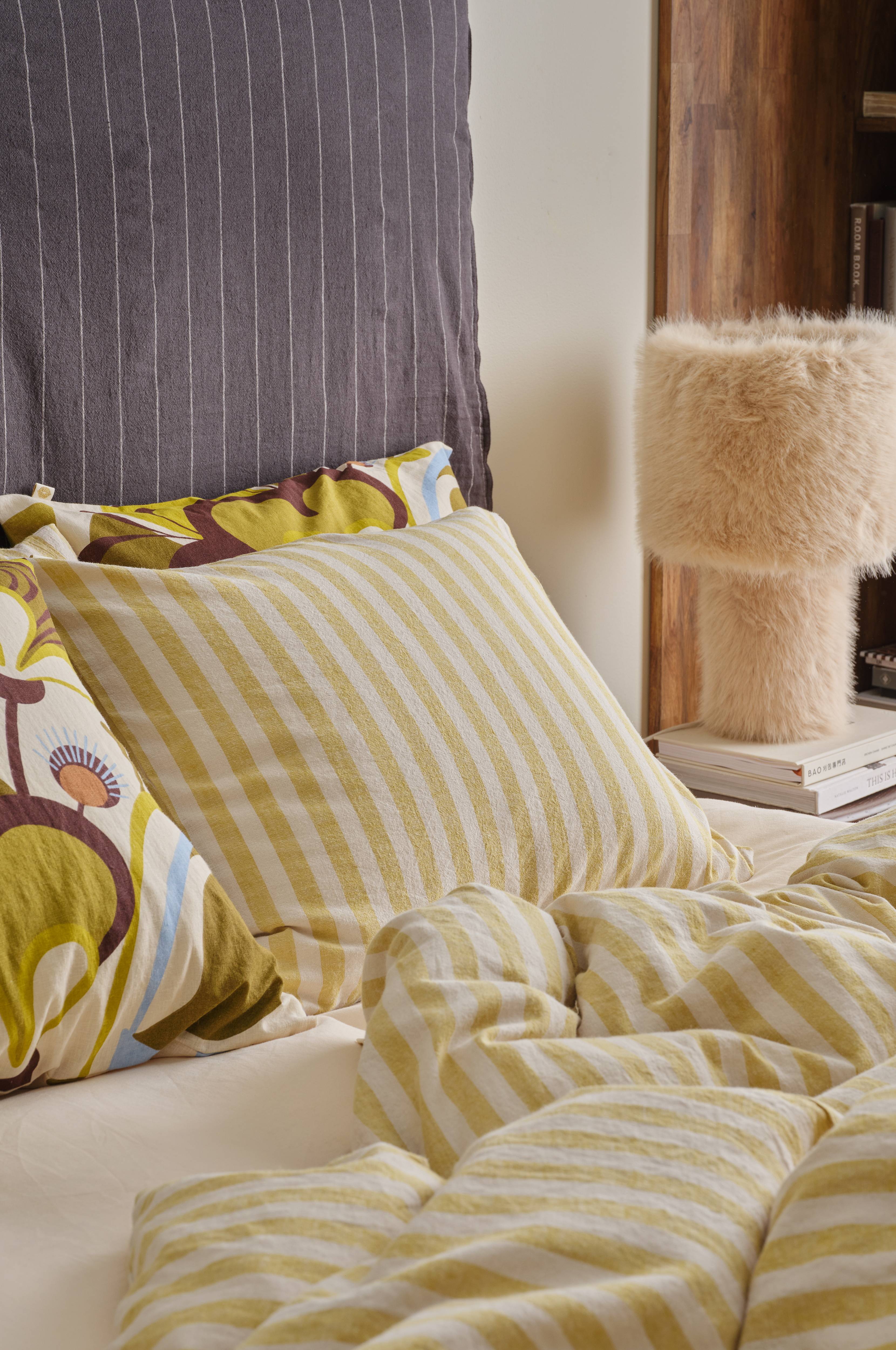 Putetrekk Elly Classic Stripe i resirkulert halvlinne