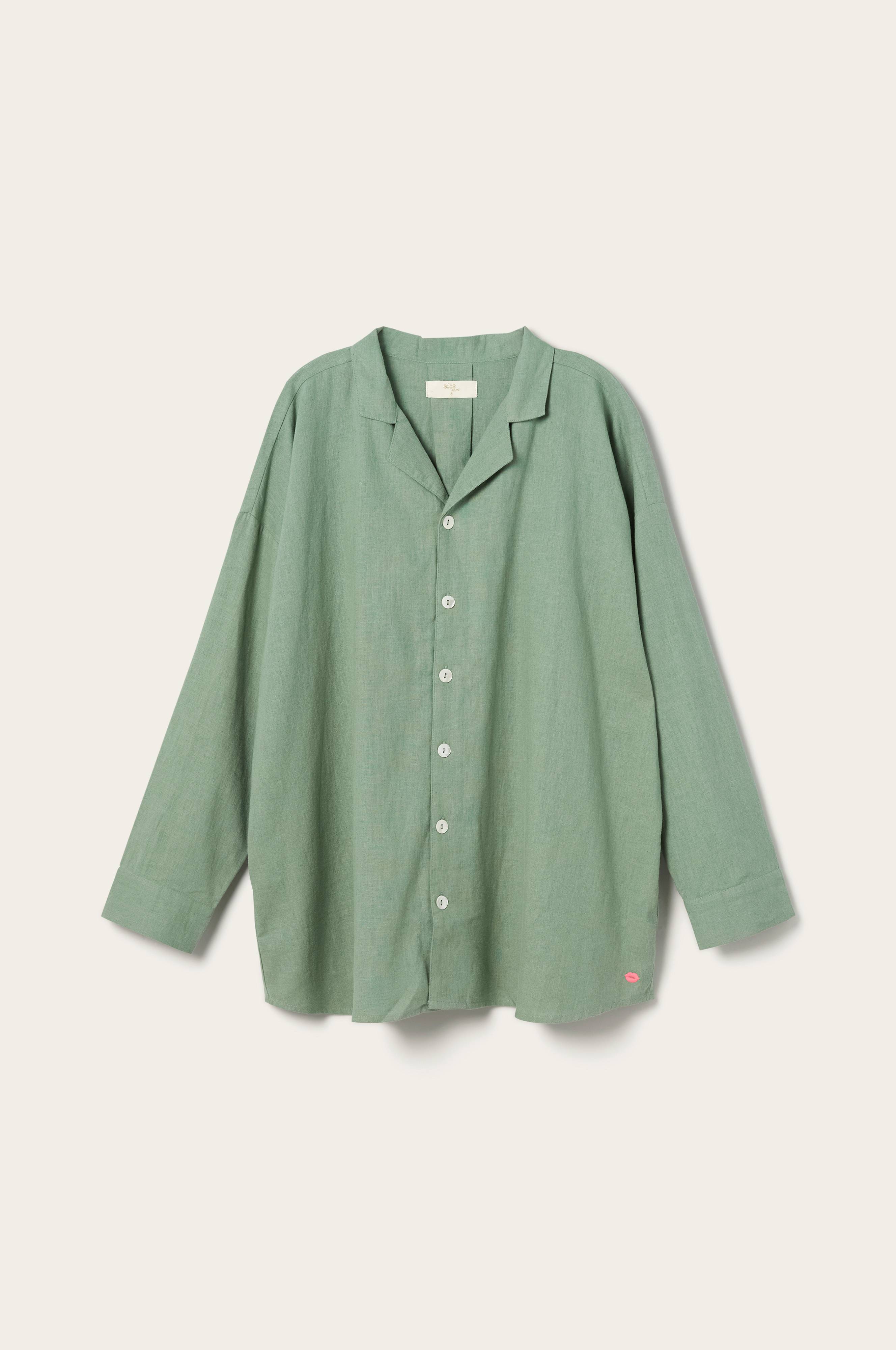 Pysjamasskjorte Long Sleeve Shirt Elly i resirkulert halvlinne
