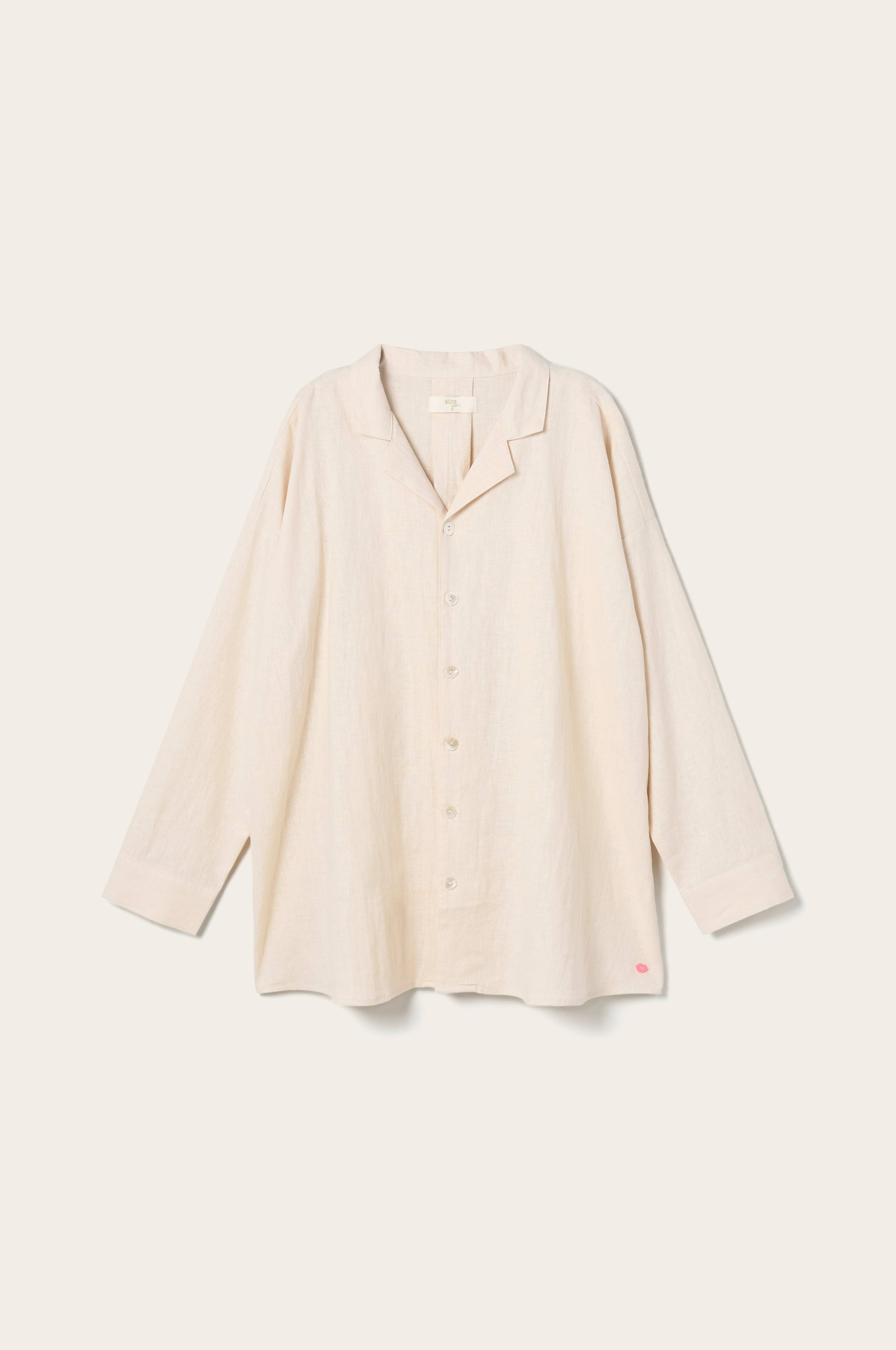 Pysjamasskjorte Long Sleeve Shirt Elly i resirkulert halvlinne