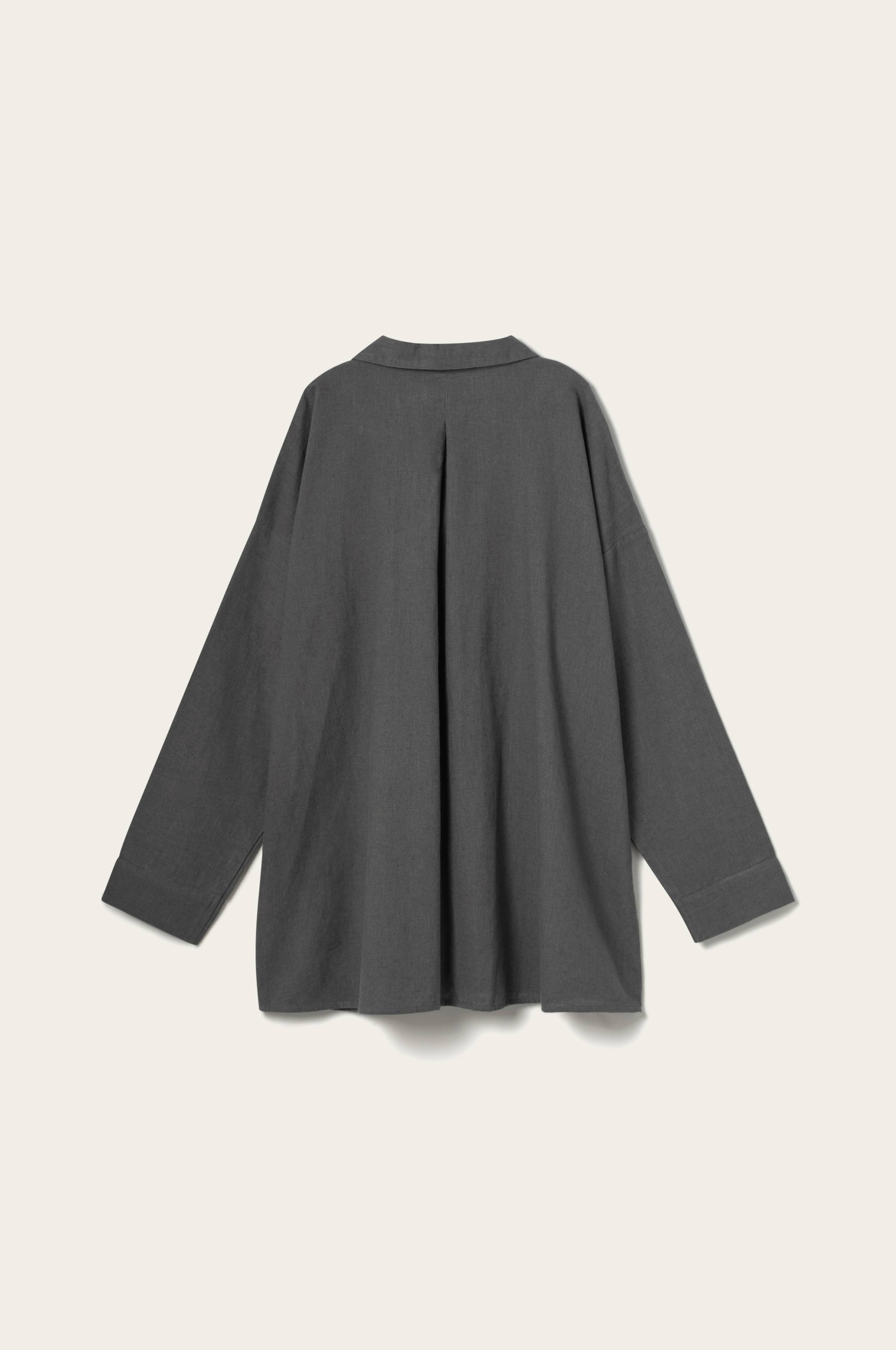 Pysjamasskjorte Long Sleeve Shirt Elly i resirkulert halvlinne