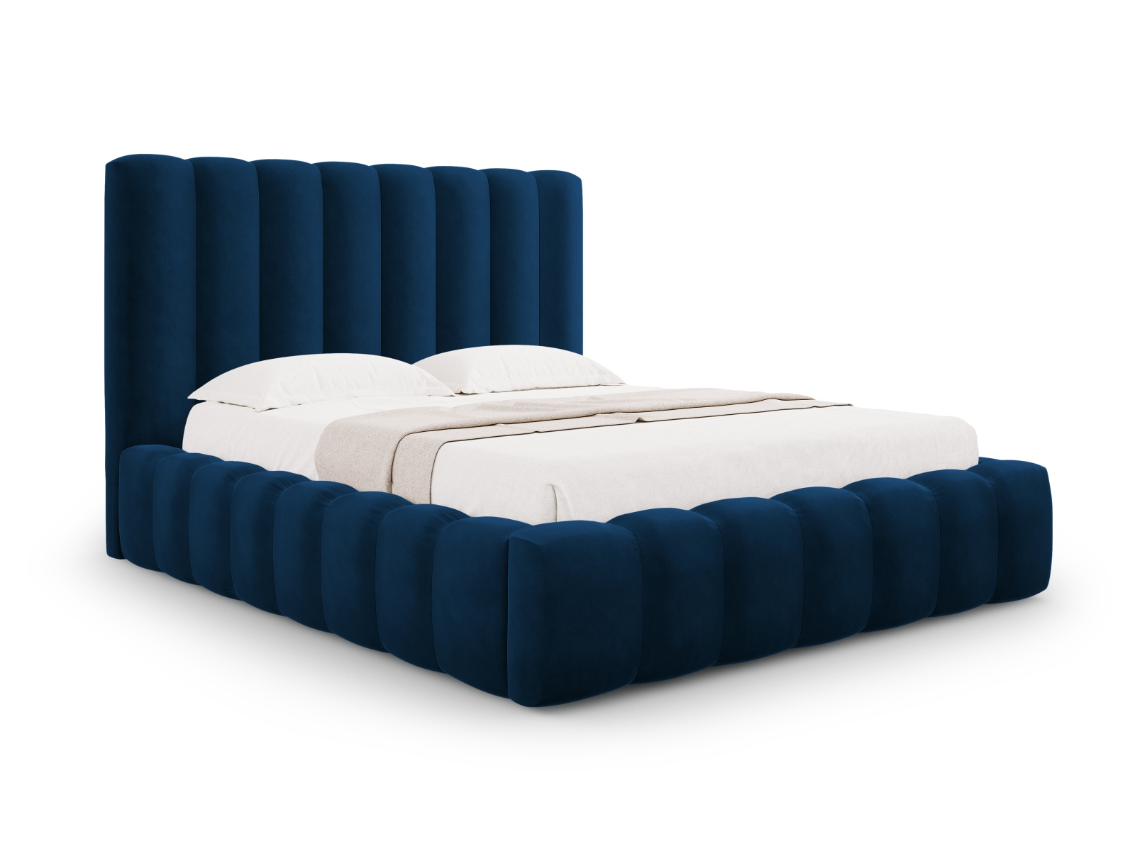 Velvet Storage Bed With Headboard, "Kelp", 165x230x125