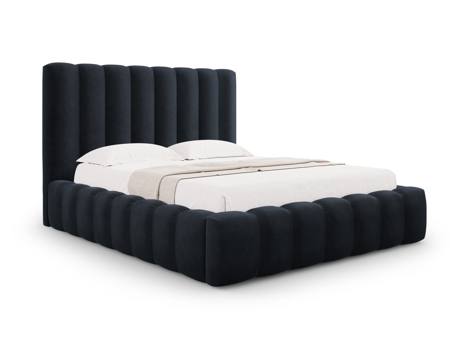 Velvet Storage Bed With Headboard, "Kelp", 165x230x125
