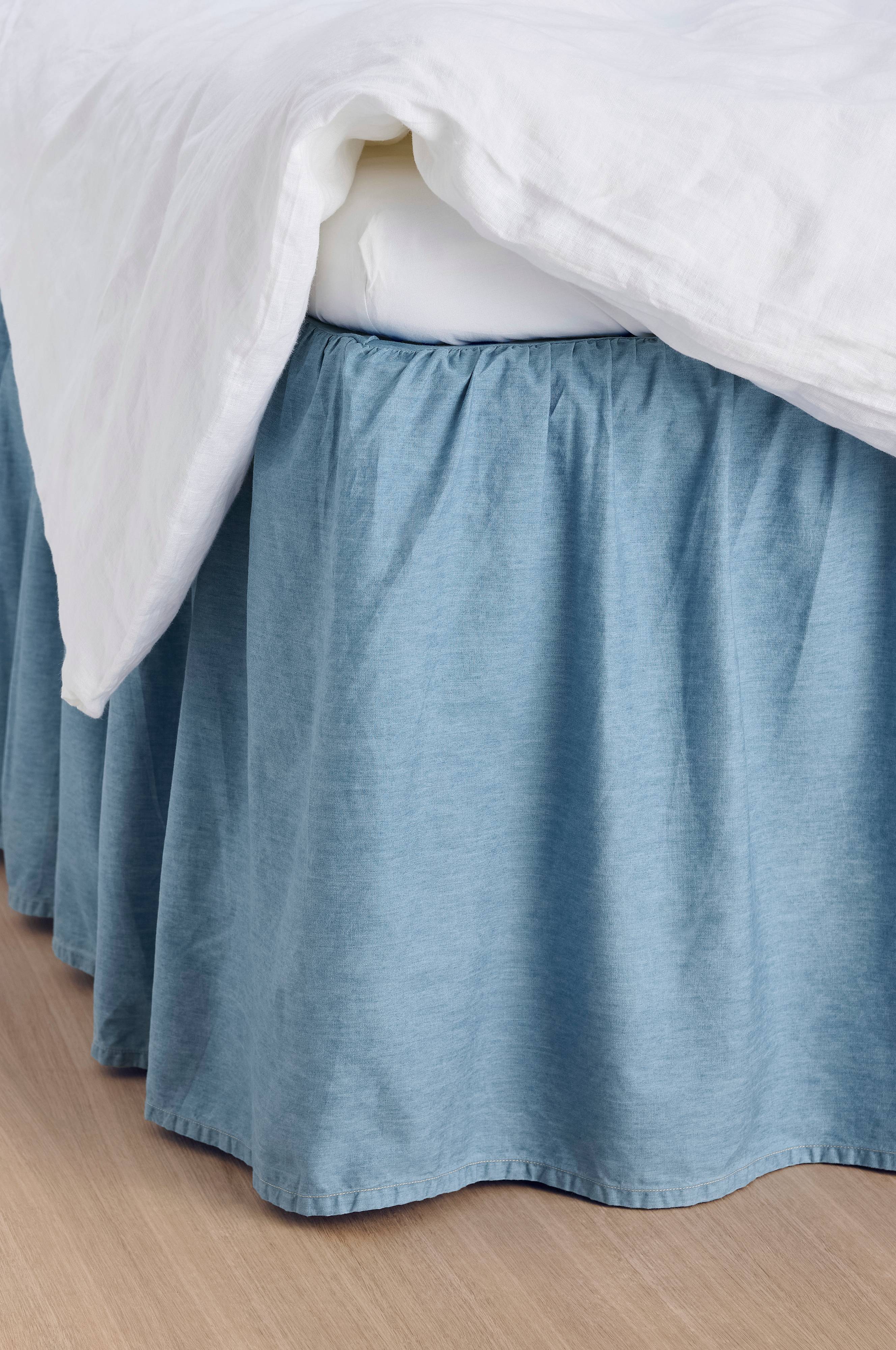 Sengekappe Denim Frilled 52 cm