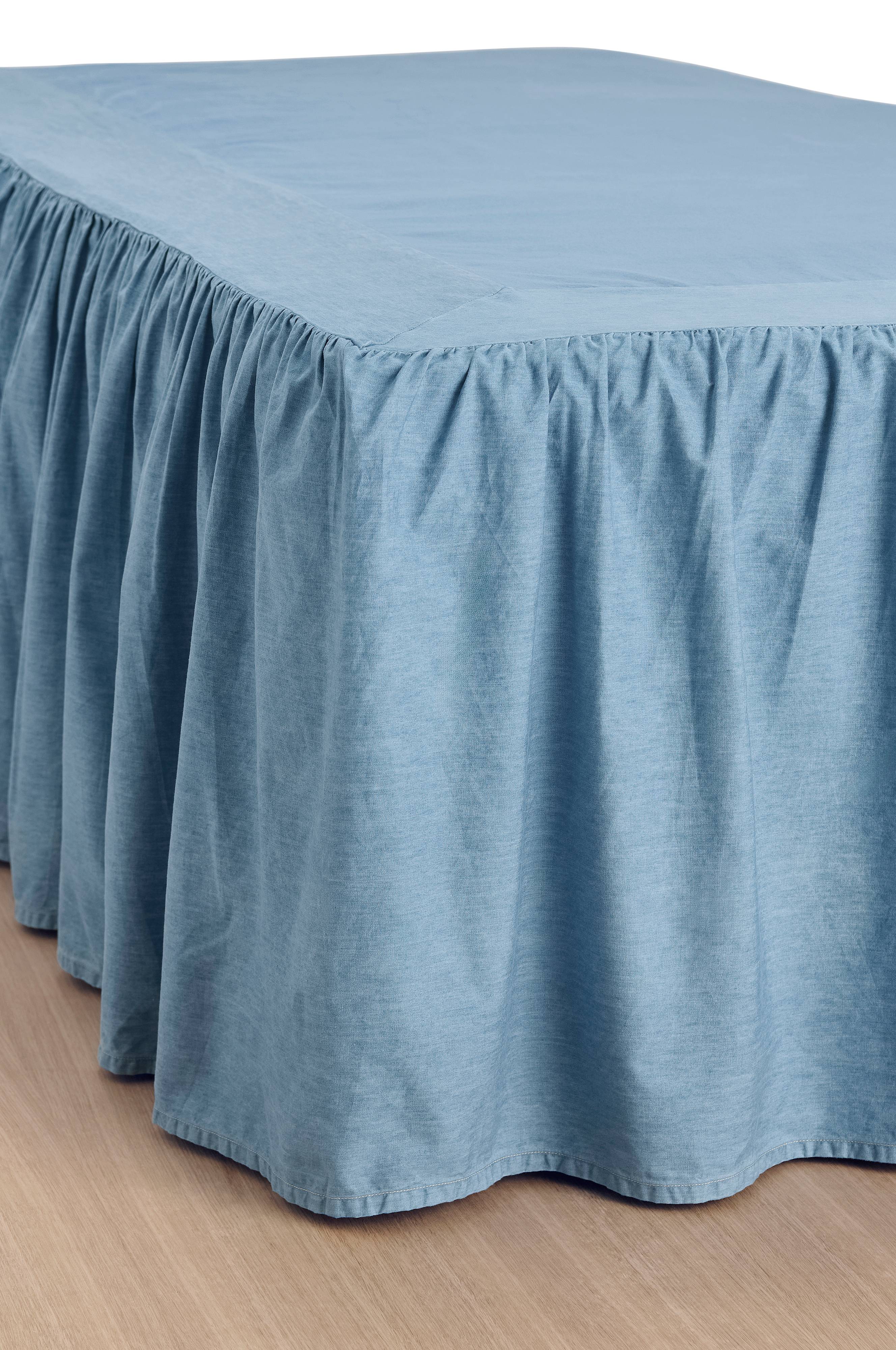 Sengekappe Denim Frilled 52 cm