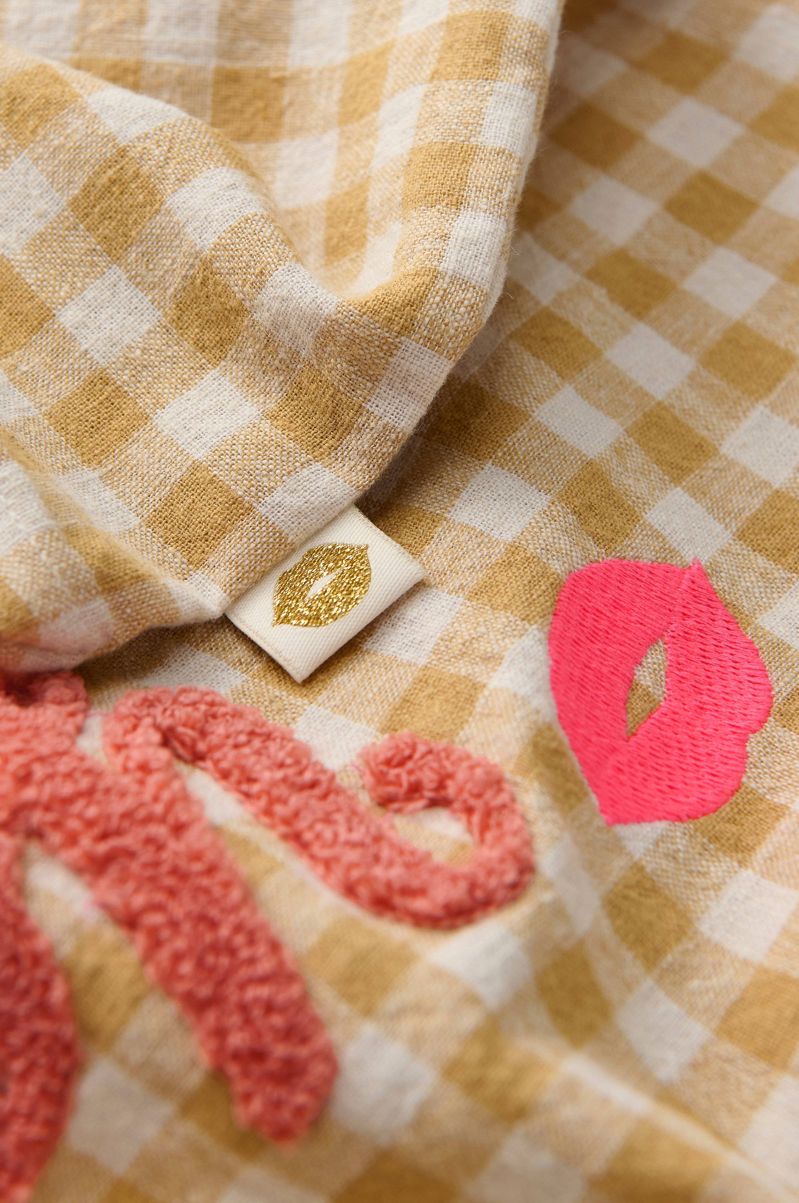 Putetrekk Elly Check Cushioncover i resirkulert halvlinne
