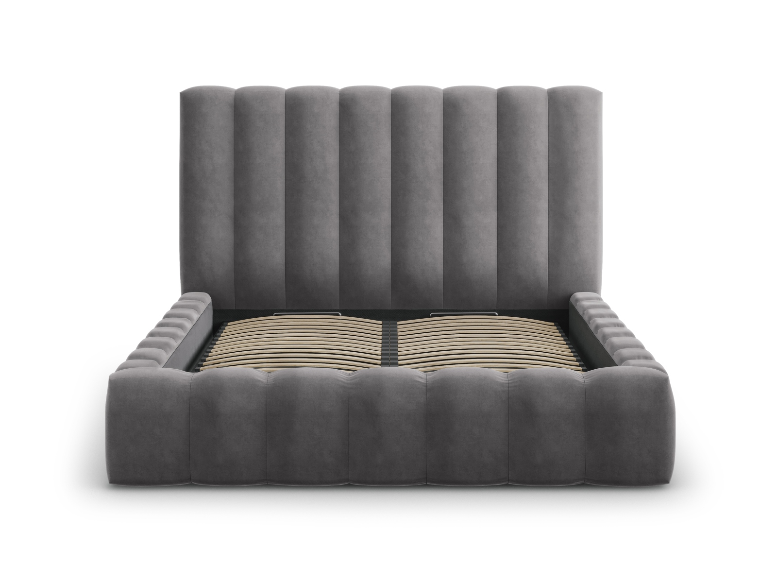 Velvet Storage Bed With Headboard, "Kelp", 165x230x125