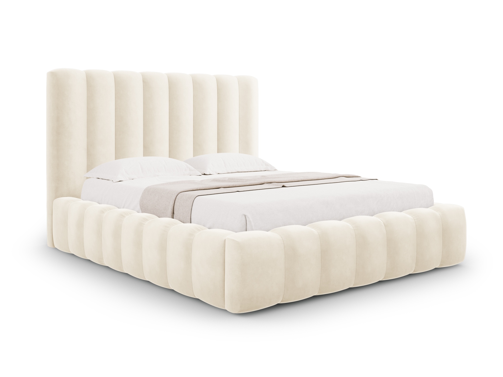 Velvet Storage Bed With Headboard, "Kelp", 185x230x125