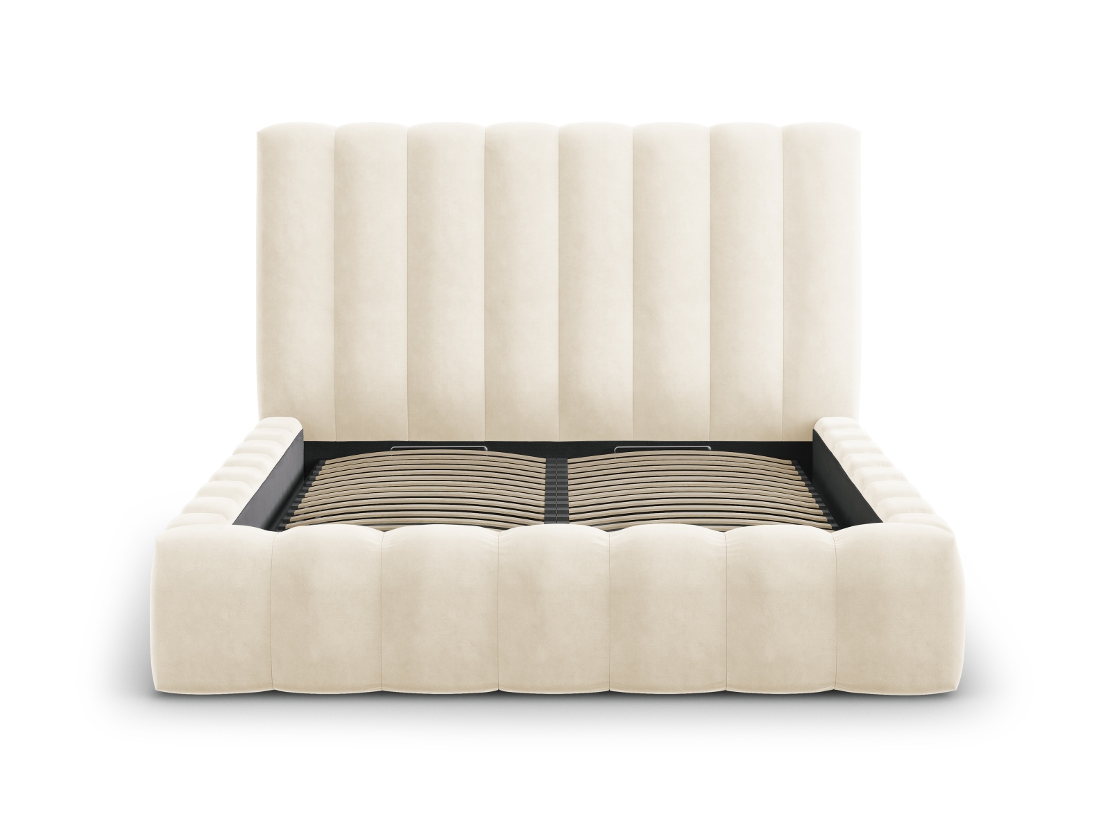 Velvet Storage Bed With Headboard, "Kelp", 185x230x125