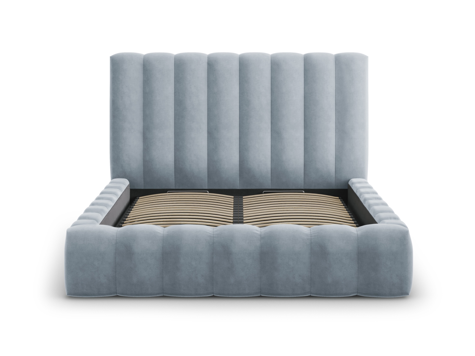 Velvet Storage Bed With Headboard, "Kelp", 185x230x125