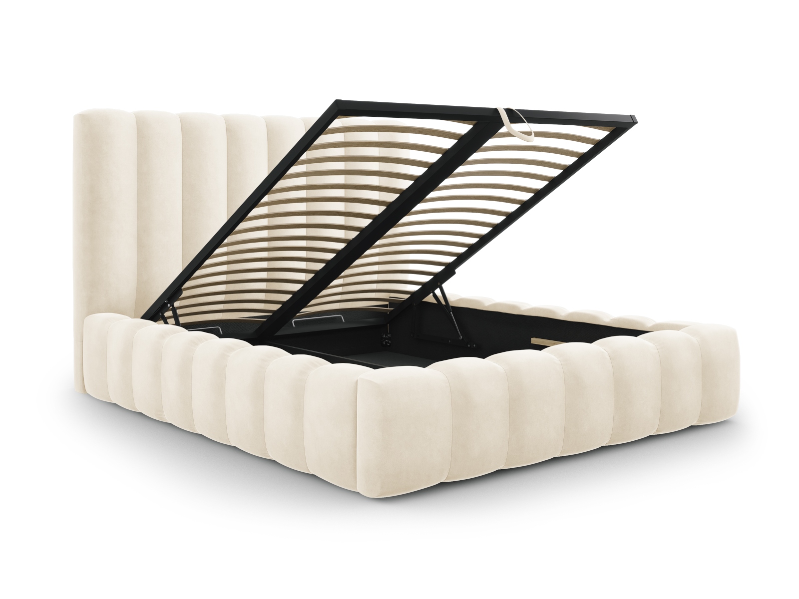 Velvet Storage Bed With Headboard, "Kelp", 205x230x125