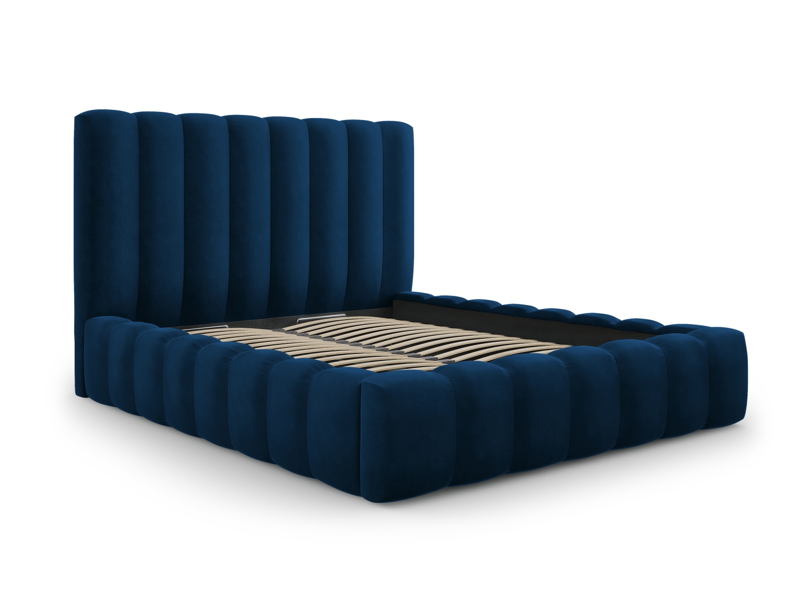 Velvet Storage Bed With Headboard, "Kelp", 205x230x125