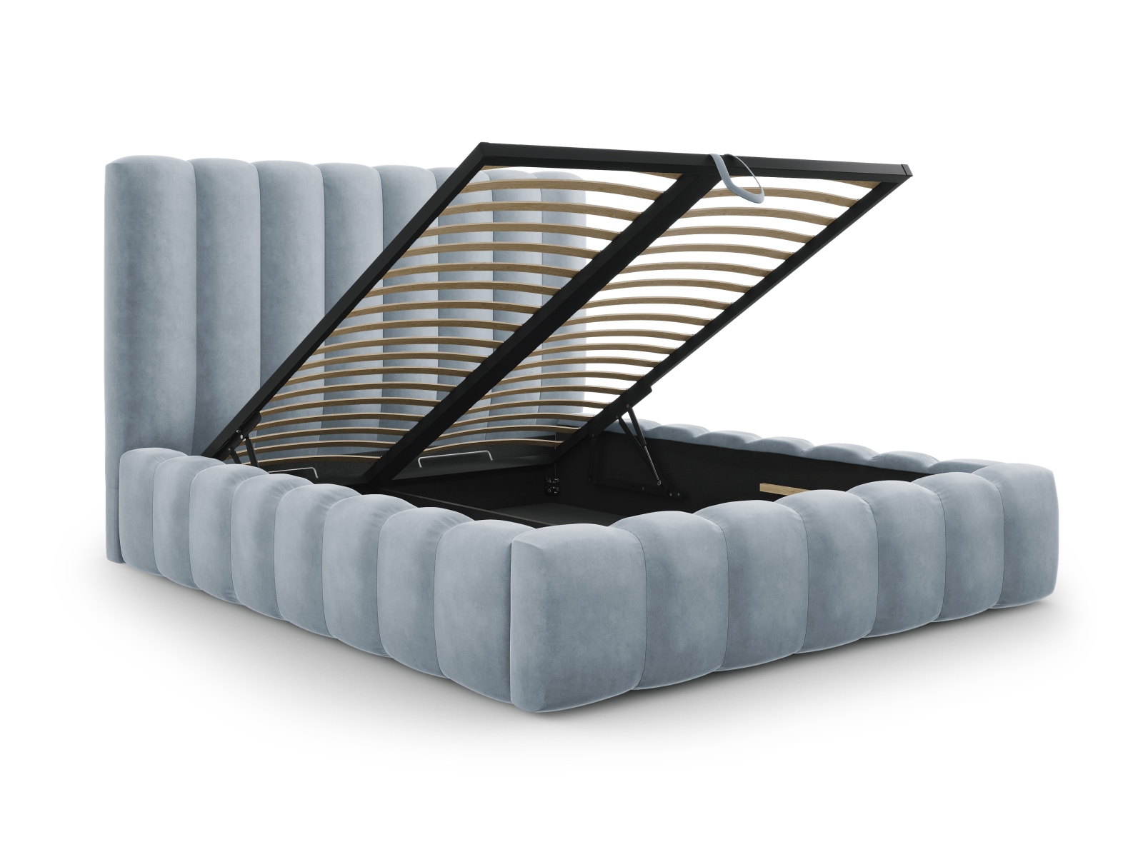 Velvet Storage Bed With Headboard, "Kelp", 205x230x125