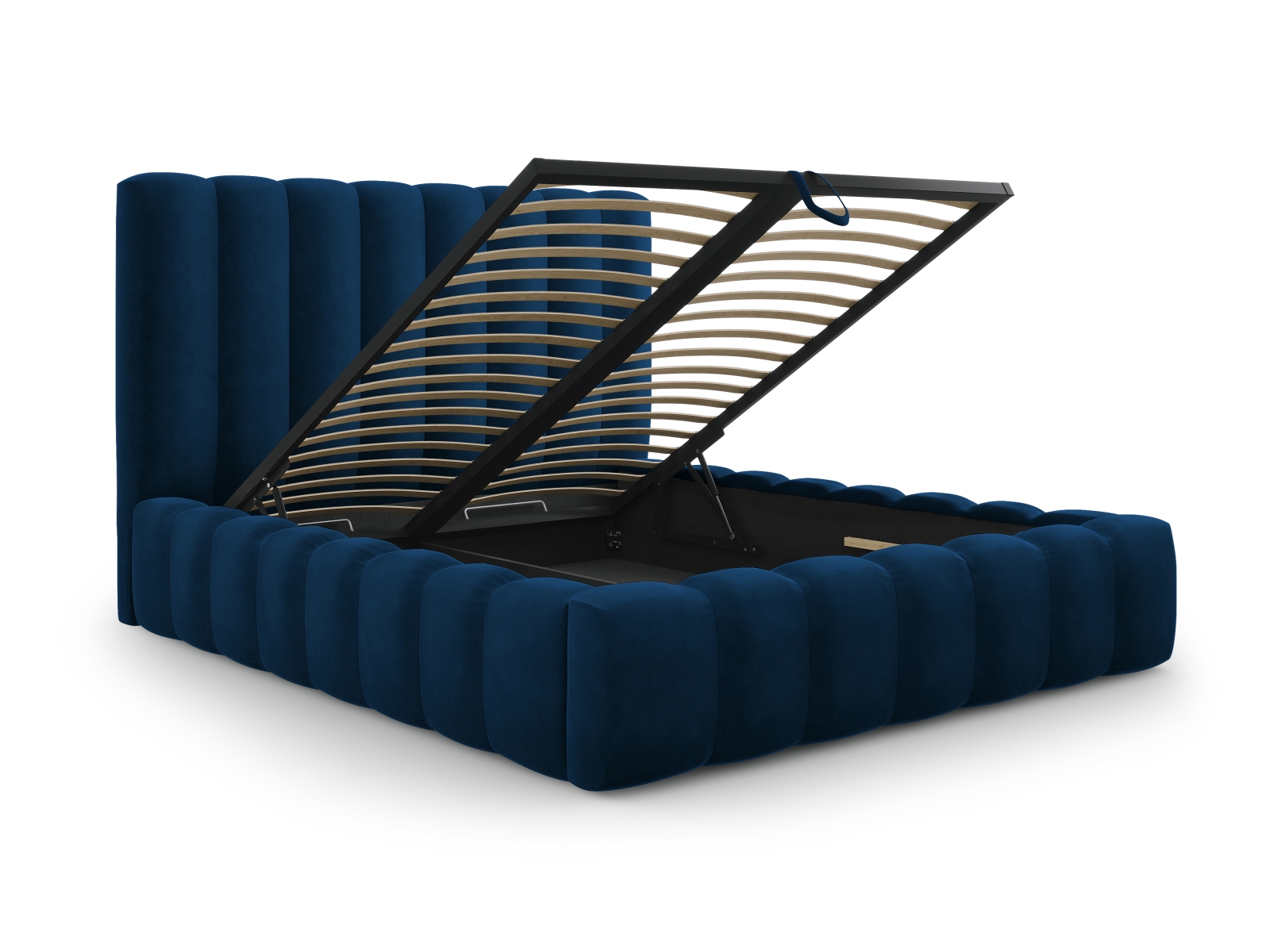 Velvet Storage Bed With Headboard, "Kelp", 205x230x125