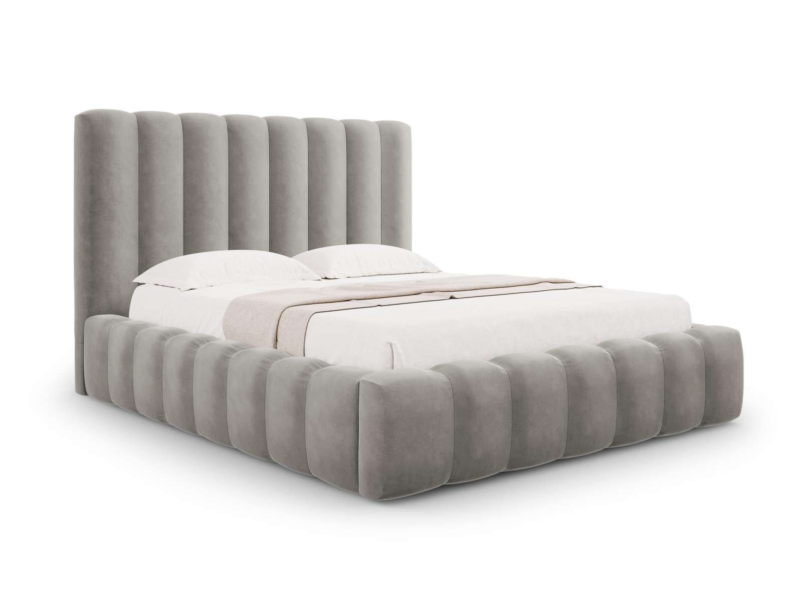 Velvet Storage Bed With Headboard, "Kelp", 205x230x125