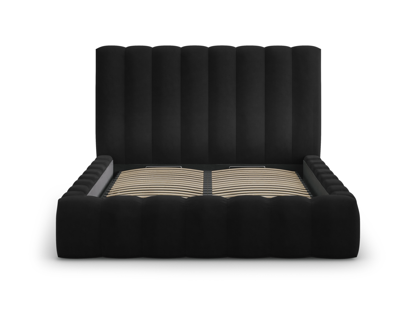Velvet Storage Bed With Headboard, "Kelp", 205x230x125