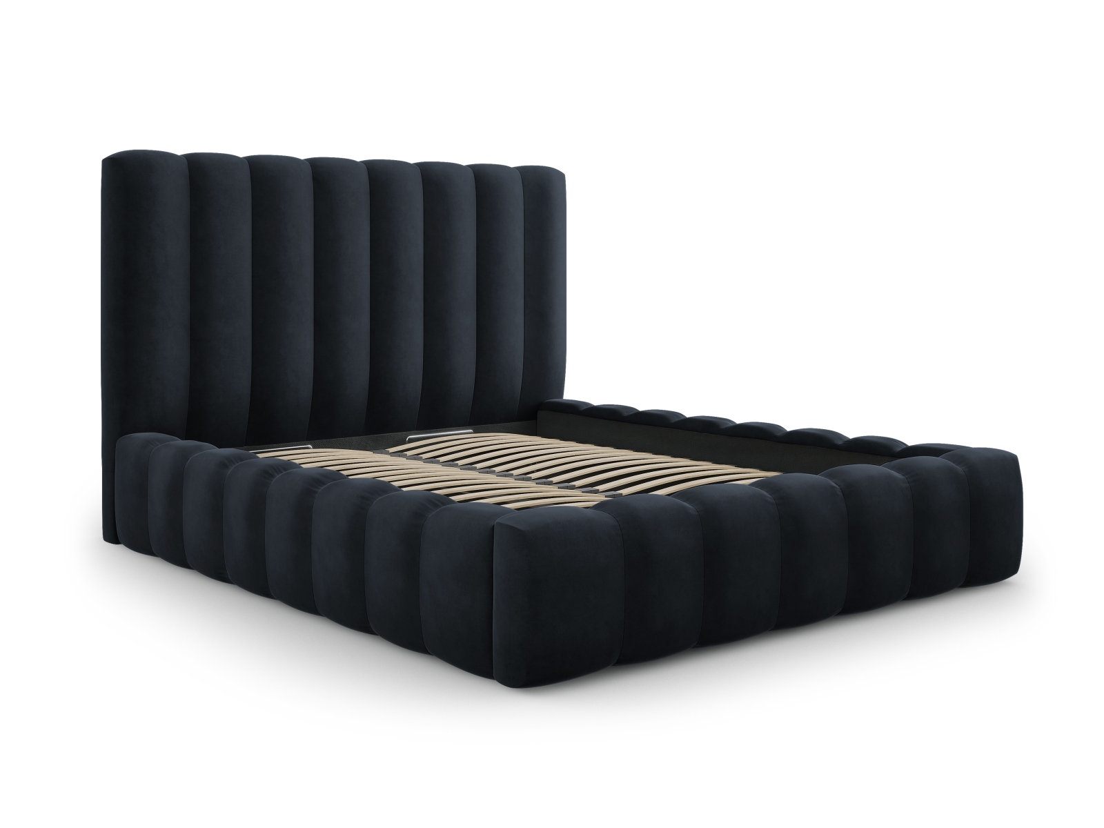 Velvet Storage Bed With Headboard, "Kelp", 225x230x125