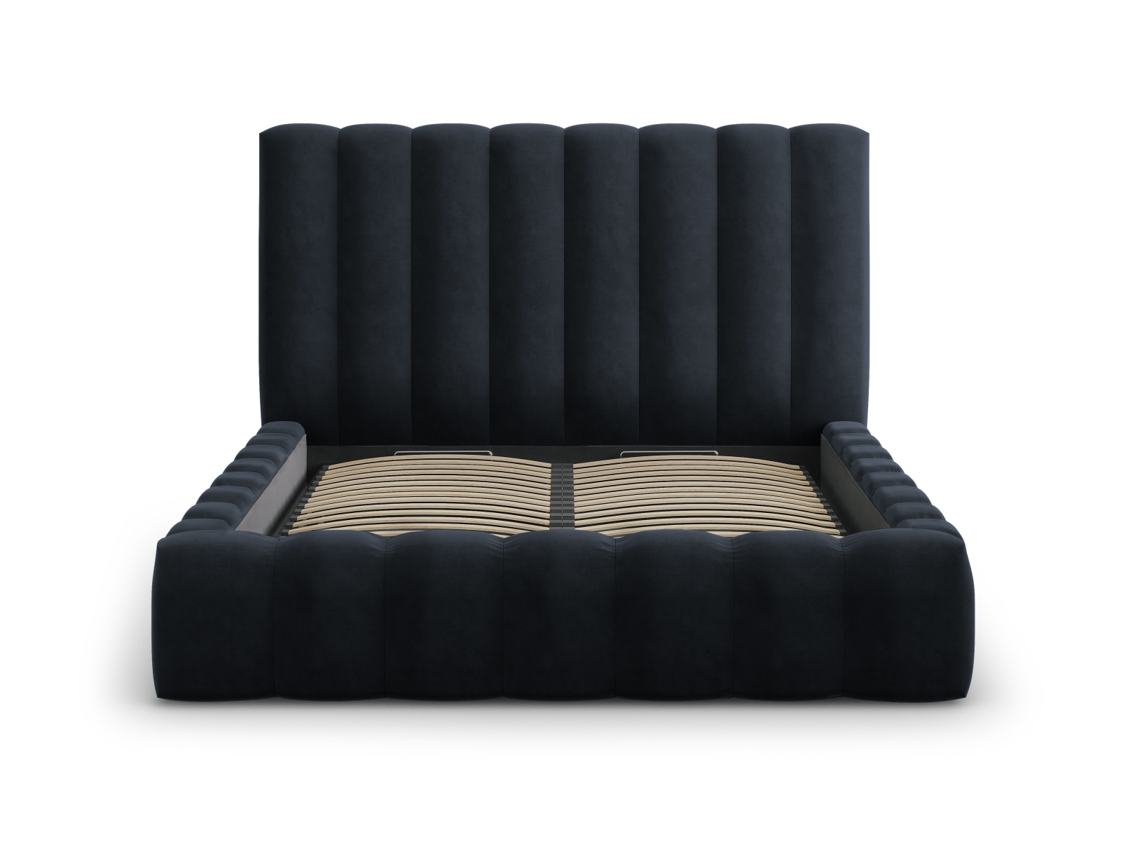 Velvet Storage Bed With Headboard, "Kelp", 225x230x125