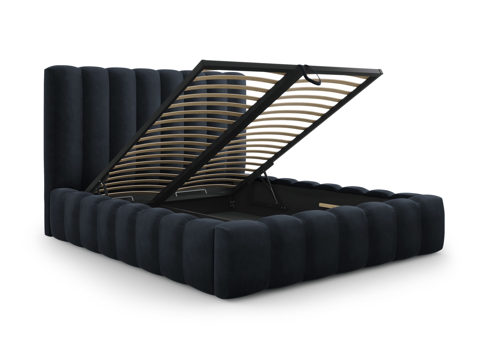 Velvet Storage Bed With Headboard, "Kelp", 225x230x125