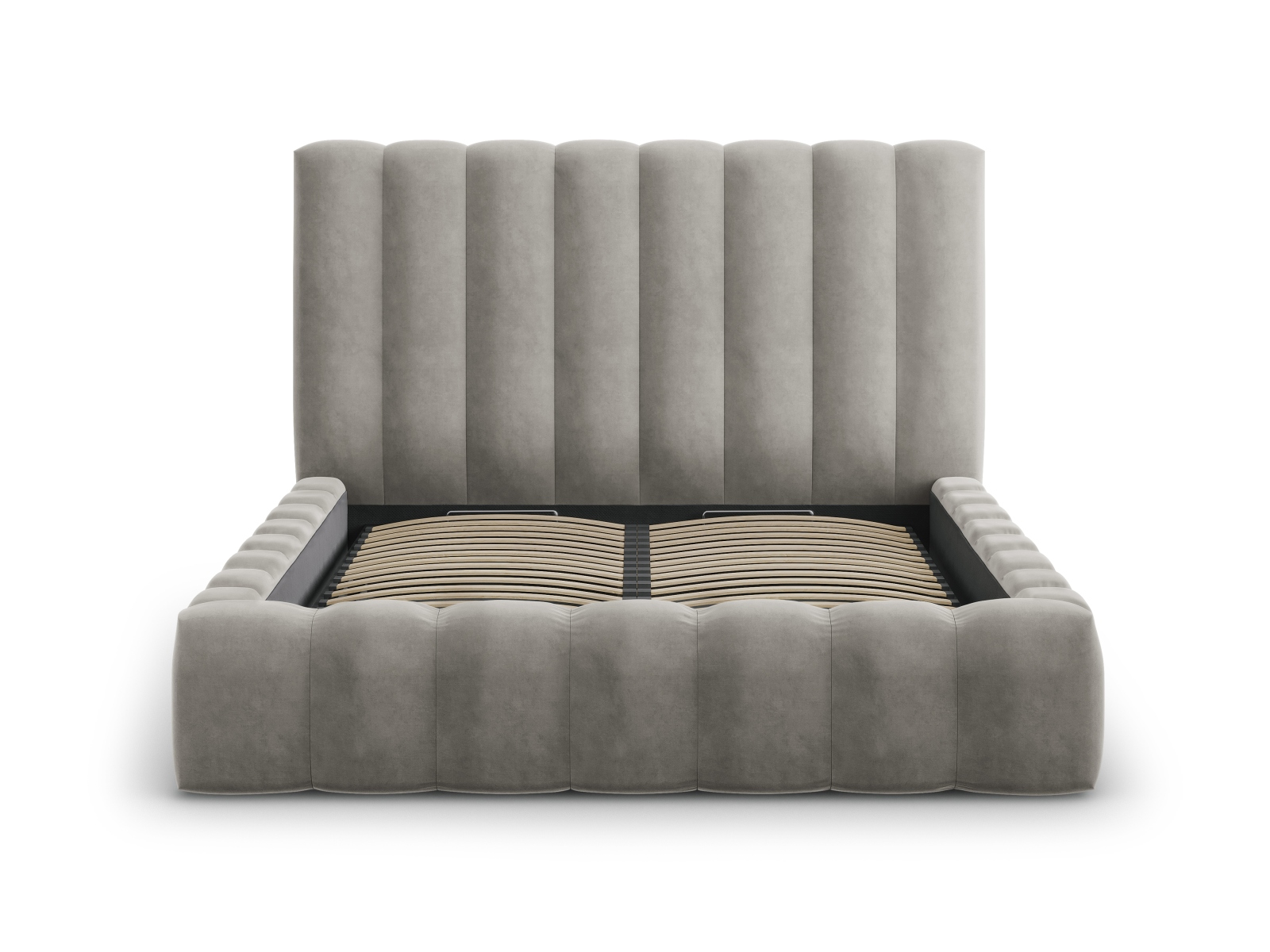 Velvet Storage Bed With Headboard, "Kelp", 225x230x125