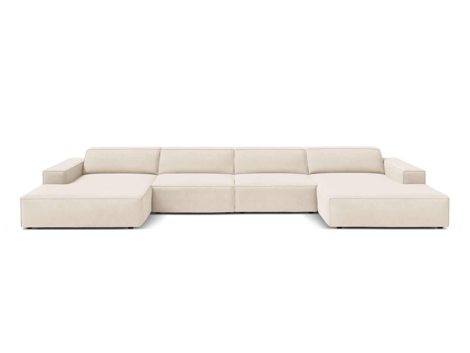 Velvet Modular Panoramic Sofa, "Jodie", 6 Seats, 364x162x77