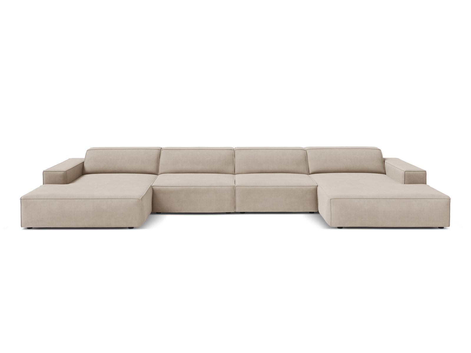 Velvet Modular Panoramic Sofa, "Jodie", 6 Seats, 364x162x77