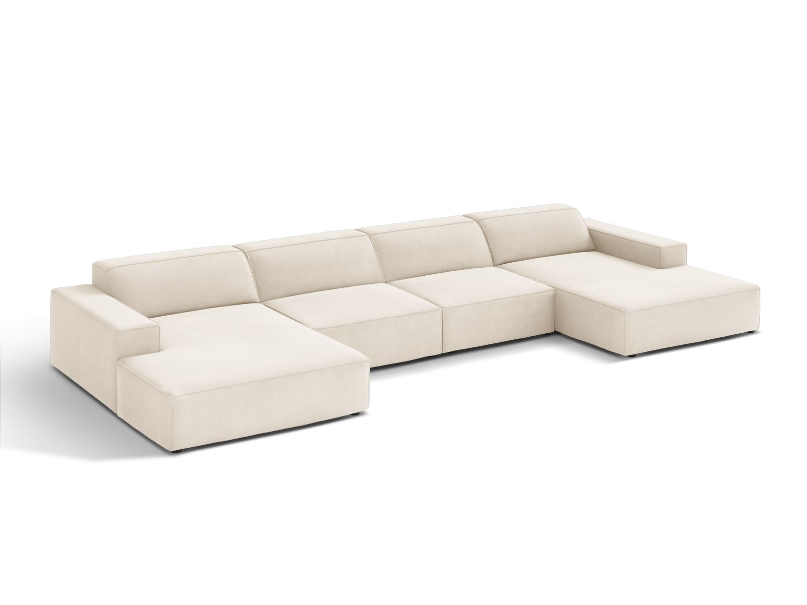 Velvet Modular Panoramic Sofa, "Jodie", 6 Seats, 364x162x77
